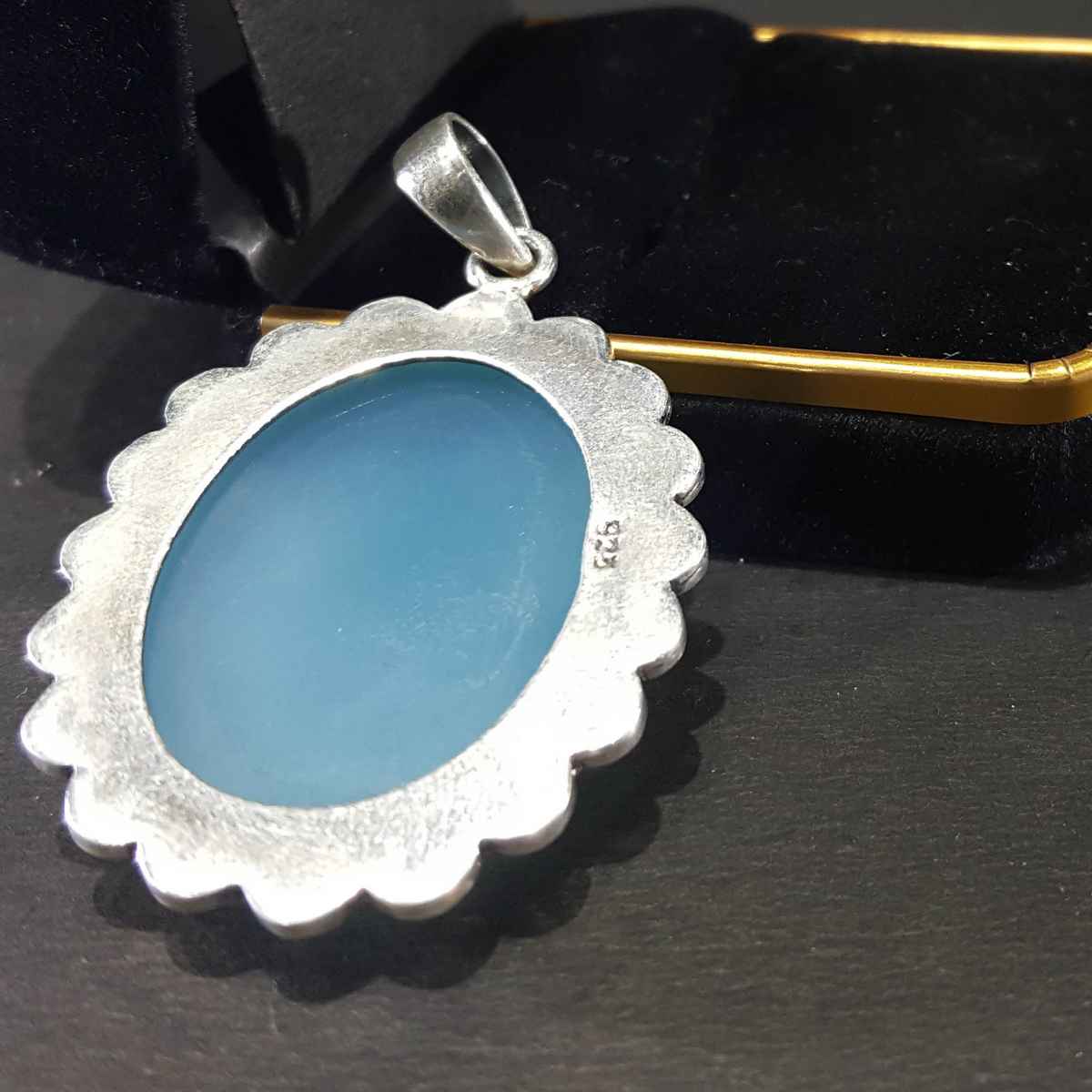 Blue Onyx Handmade Silver Pendant