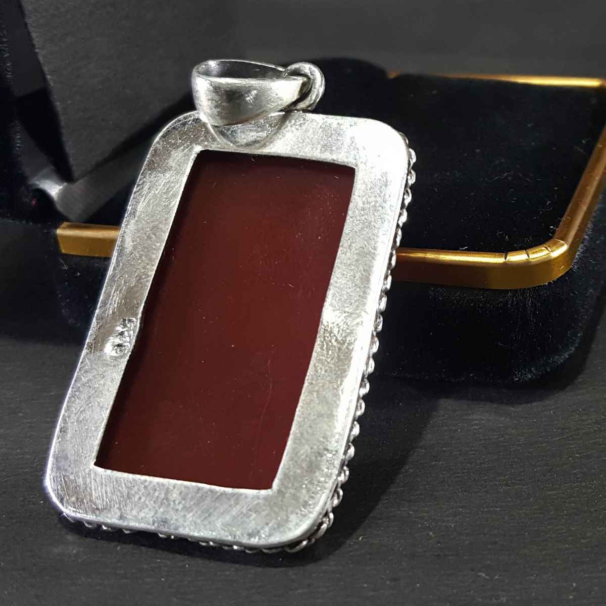 Red Onyx Handmade Silver Pendant