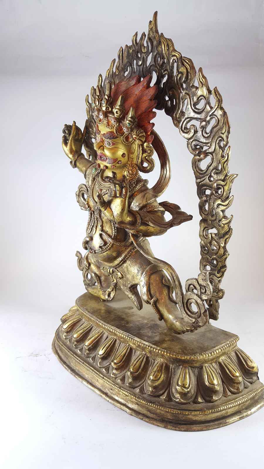 Statue Of Vajrapani chana Dorje, full Gold Plated, painted Face, antique Finishing, sold