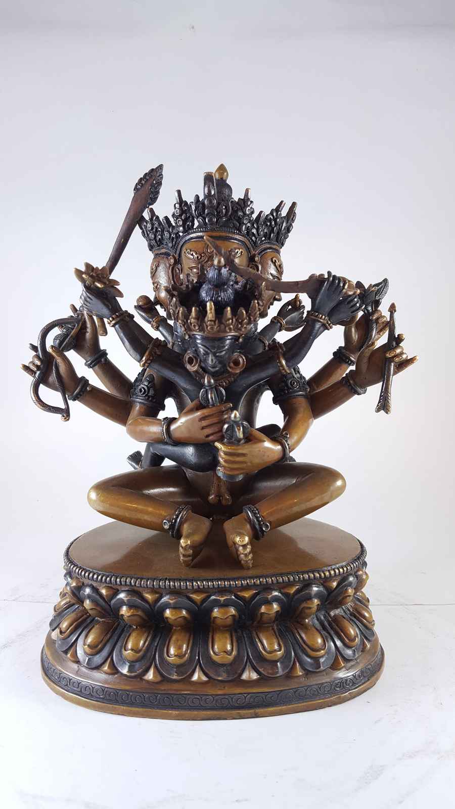 master Quality Statue Of Manjuvajra Guhyasamaja manjushri, double Color Oxidation, rare Find
