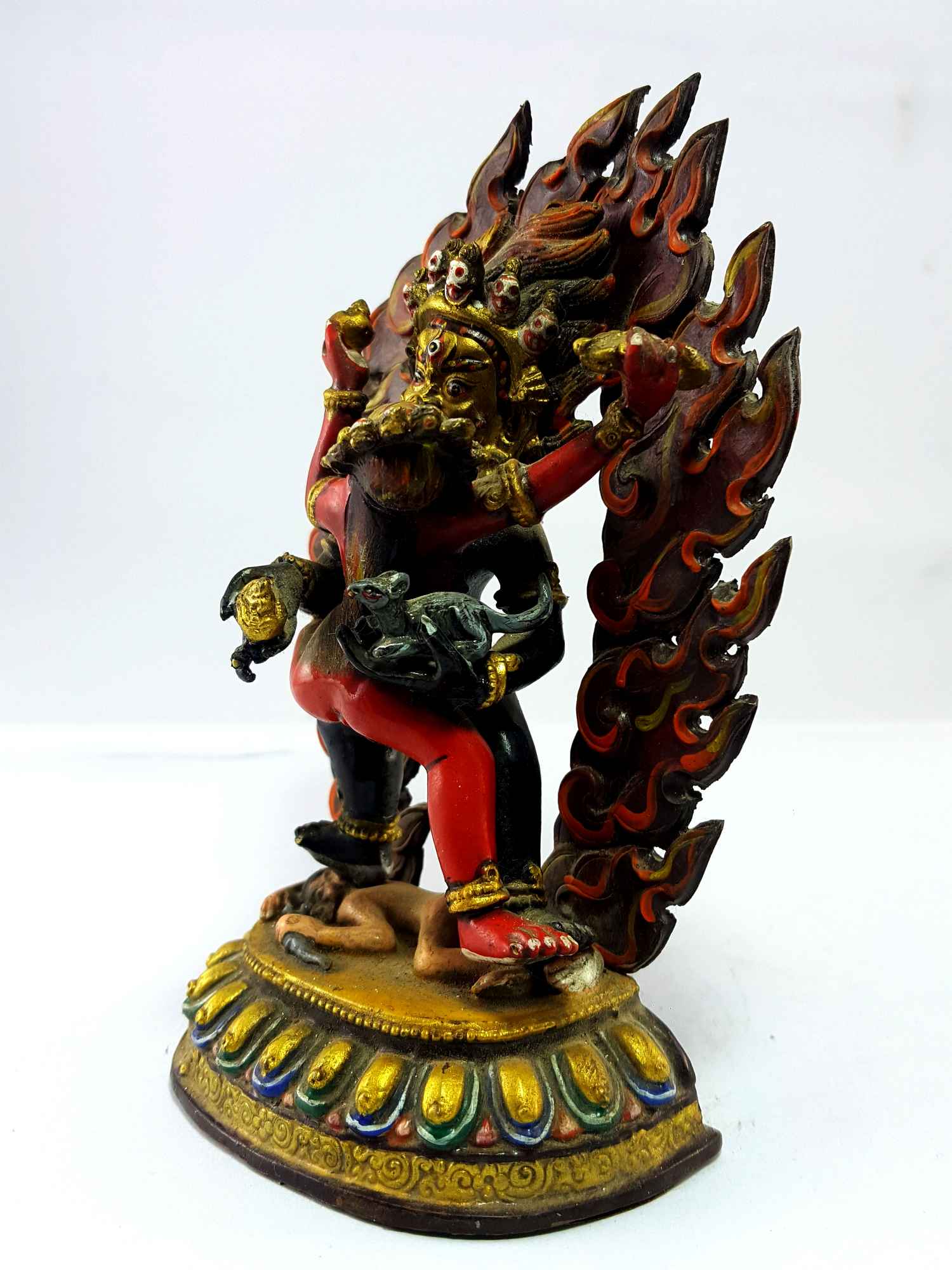 Black Jambhala With Consort, shakti, Yab-yum Handmade Statue traditional Color Finishing