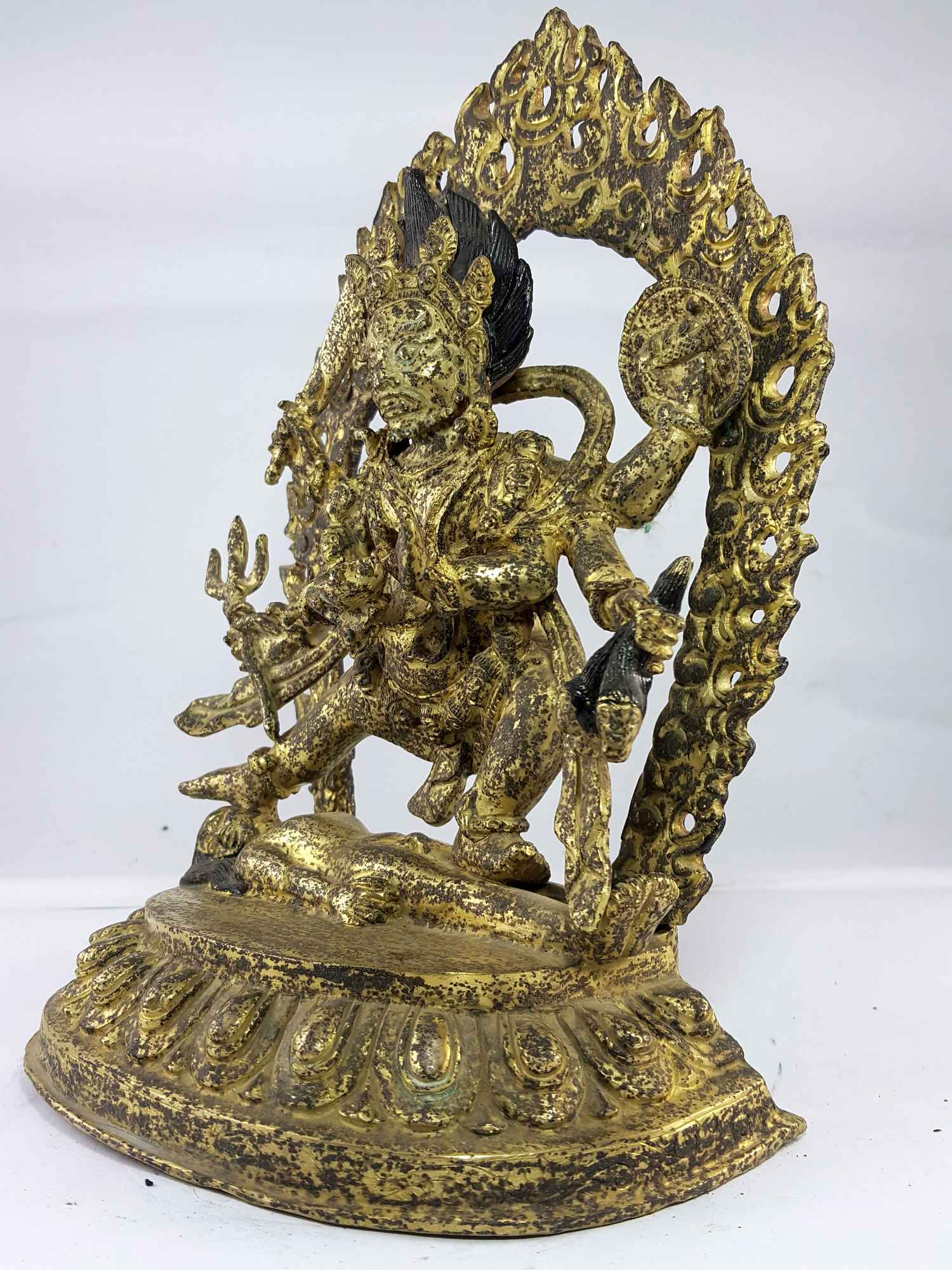 Kala Bhairab full Gold Plated, antique Finishing, rare Find