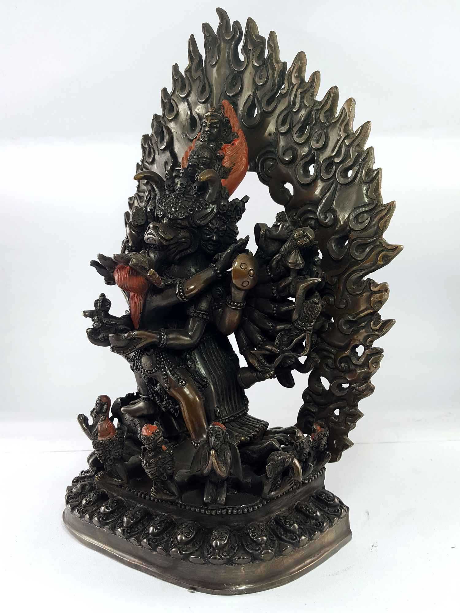 Statue Of Yamanta Vajrabhairava Copper Oxidized