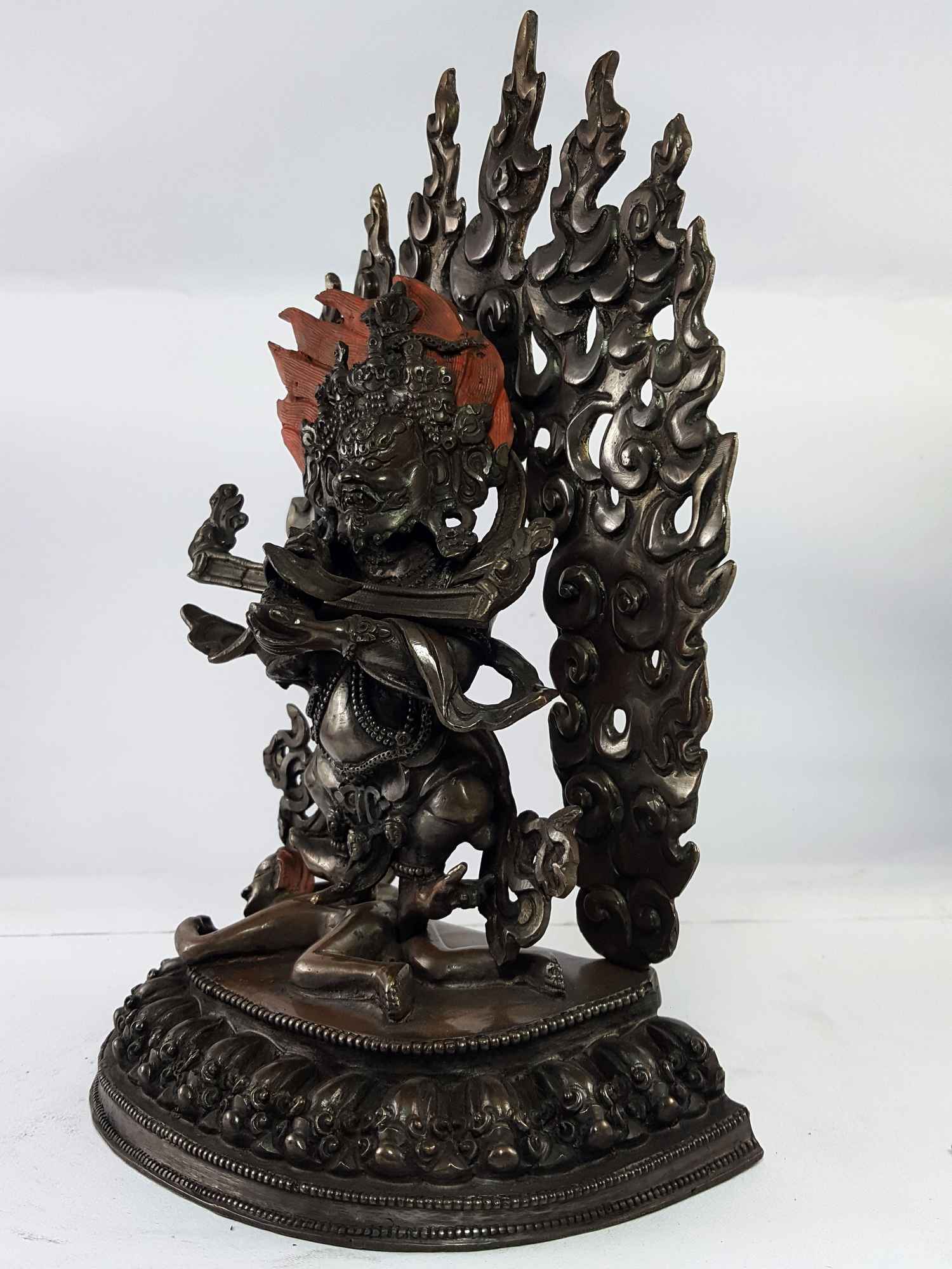 Statue Of Mahakala Panjaranatha Copper Oxidized