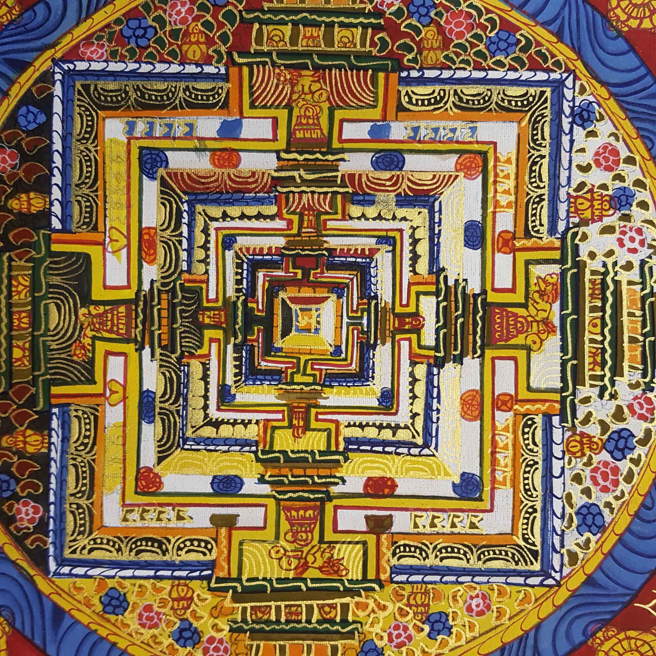 Yellow Kalachakra Mandala Thangka <span Style=