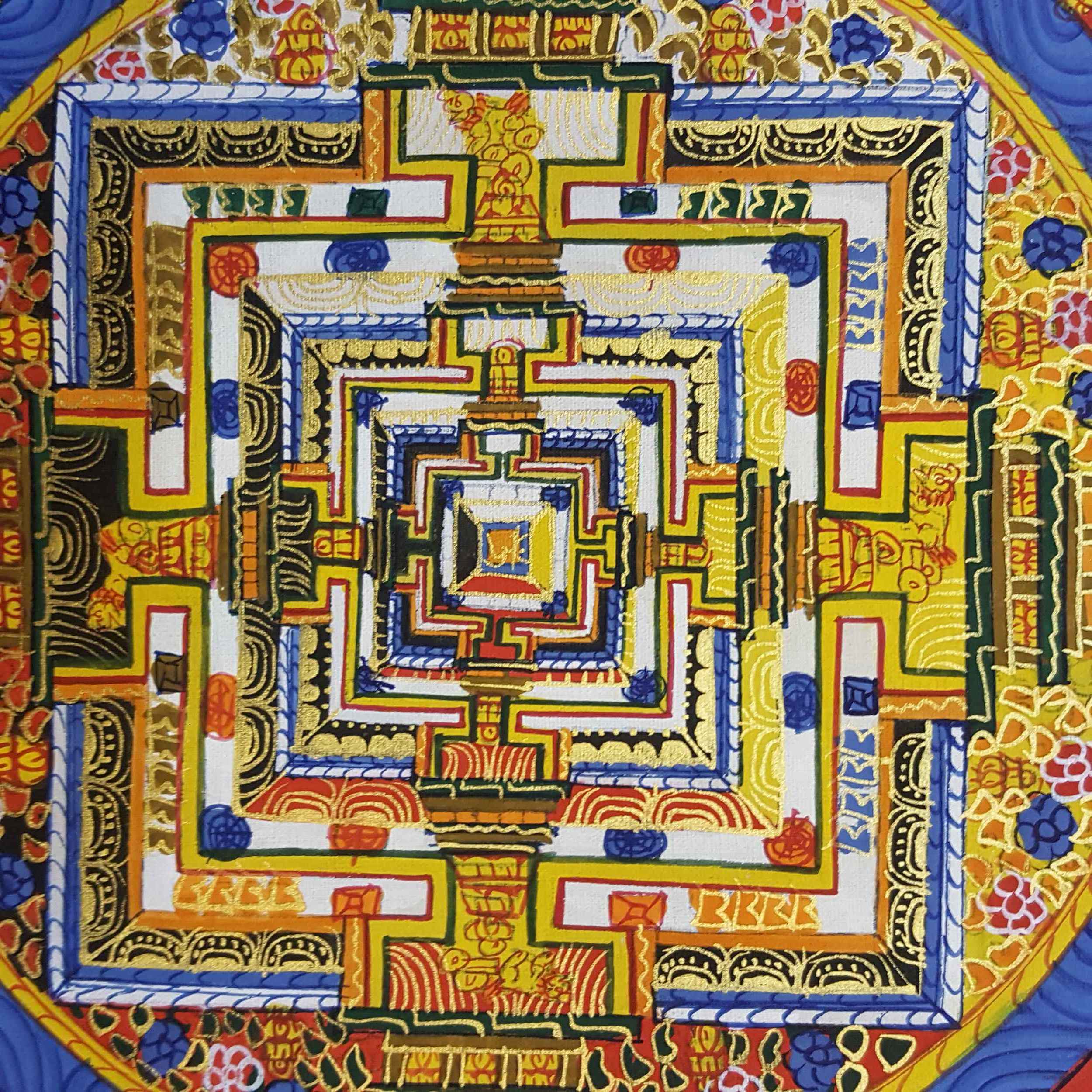 Blue Kalachakra Mandala Thangka <span Style=