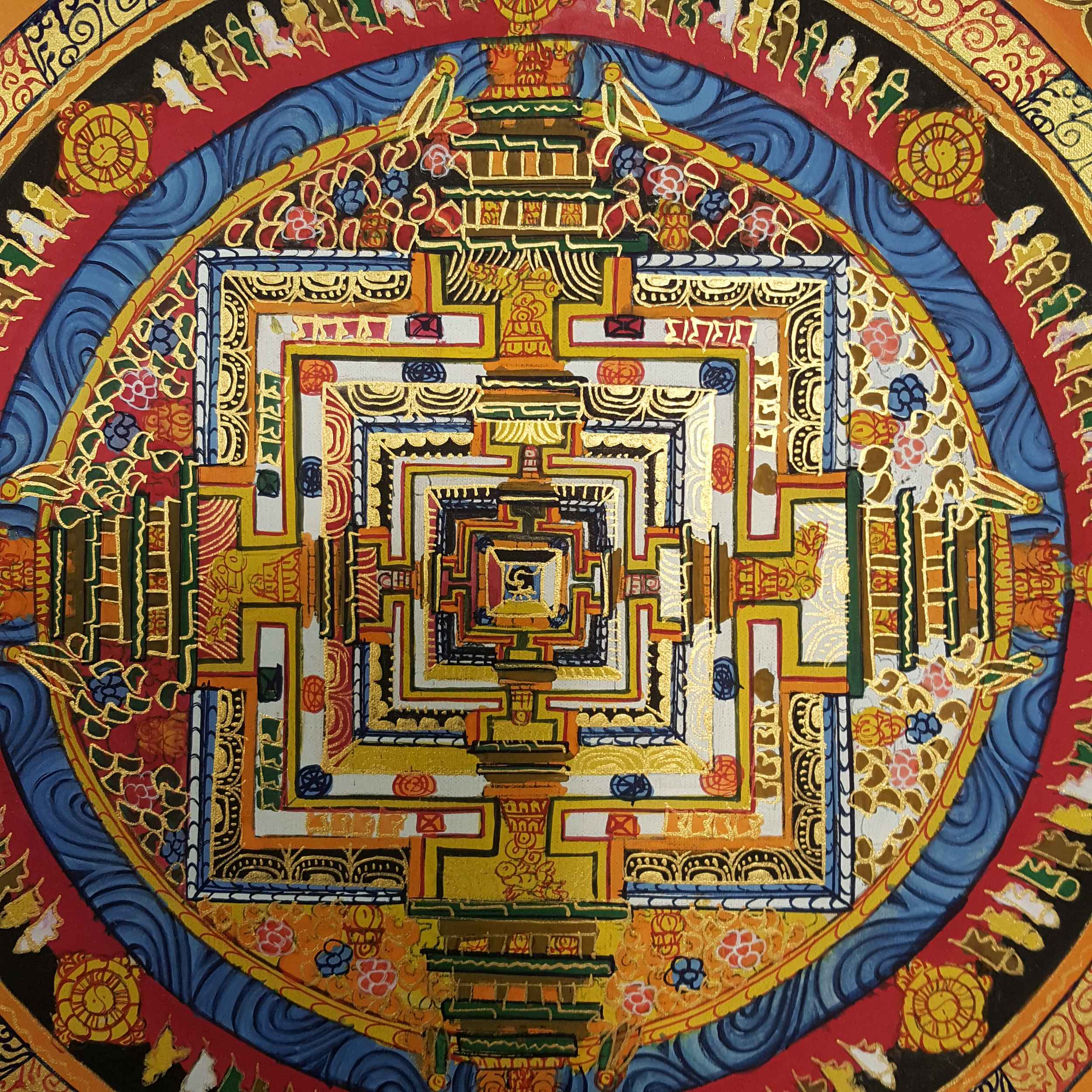 Yellow Kalachakra Mandala Thangka <span Style=