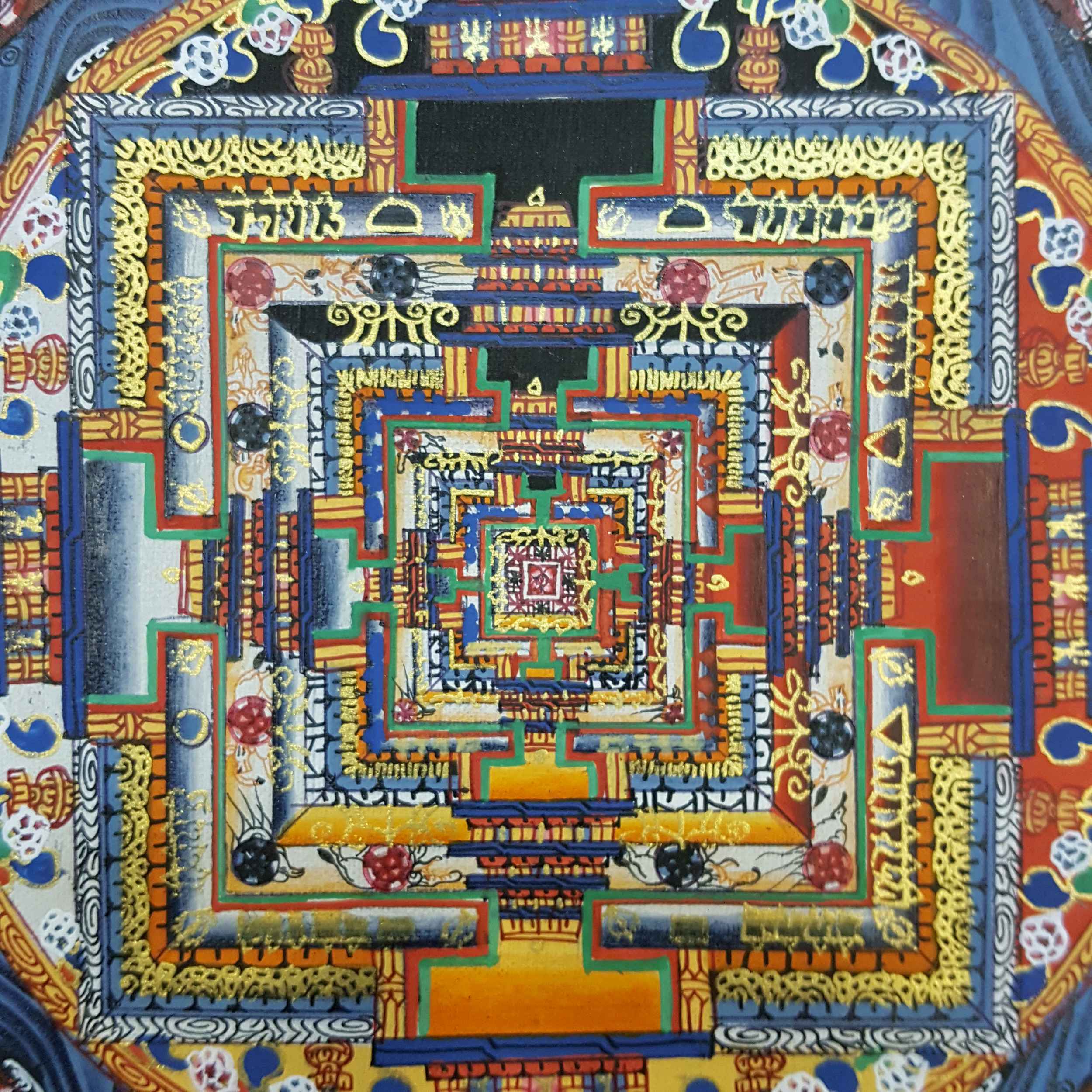 Red Kalachakra Mandala Thangka <span Style=