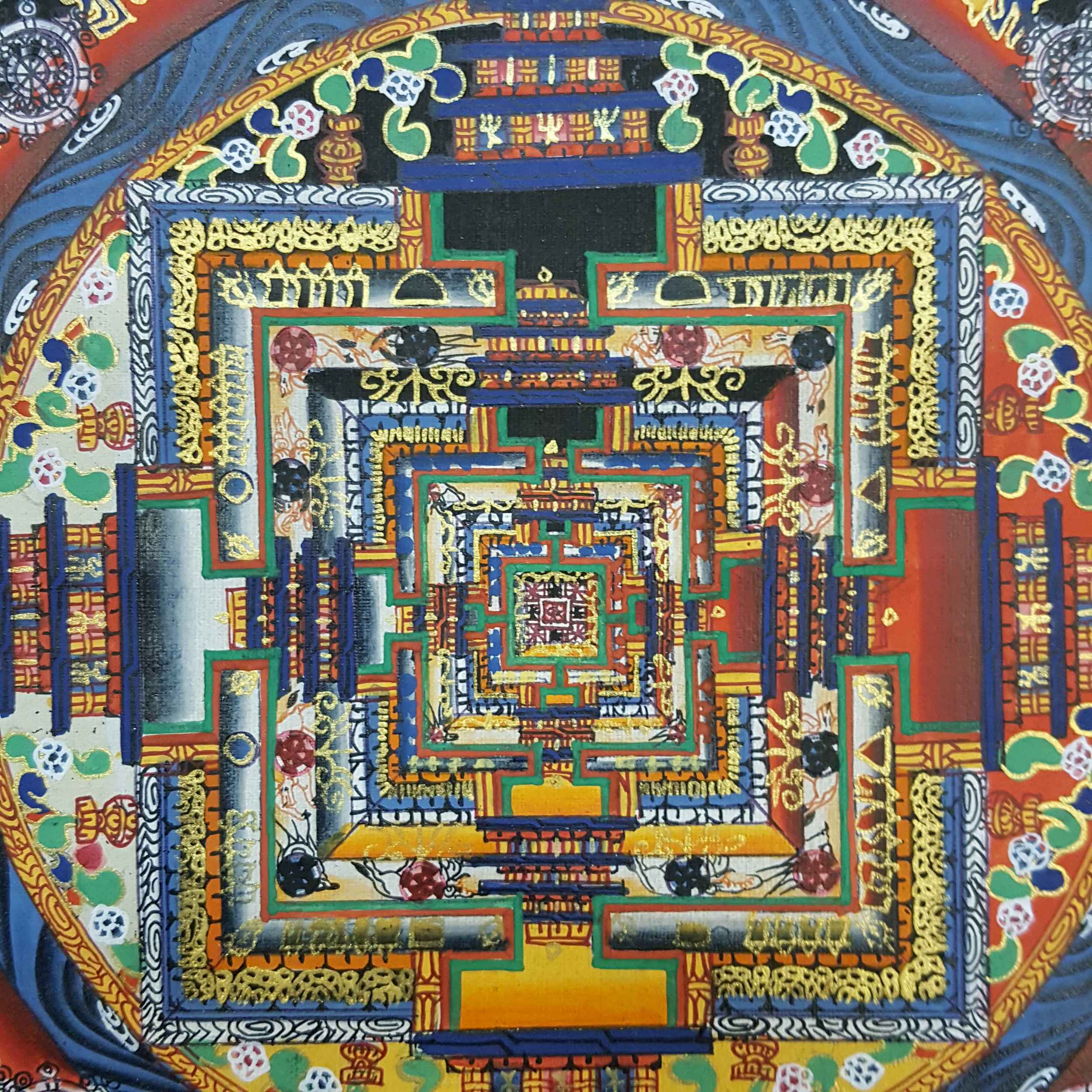 Olive Kalachakra Mandala Thangka <span Style=