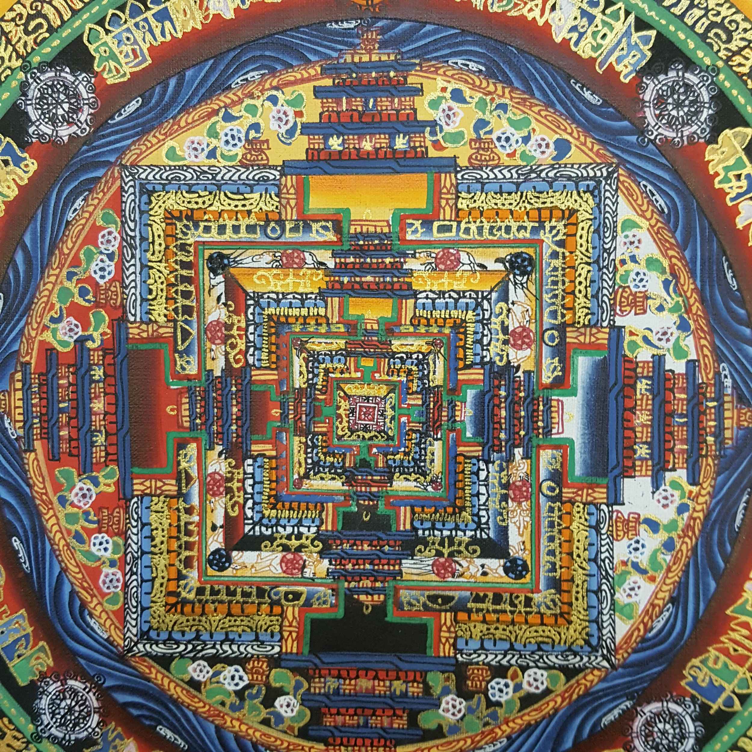 Yellow Kalachakra Mandala Thangka <span Style=