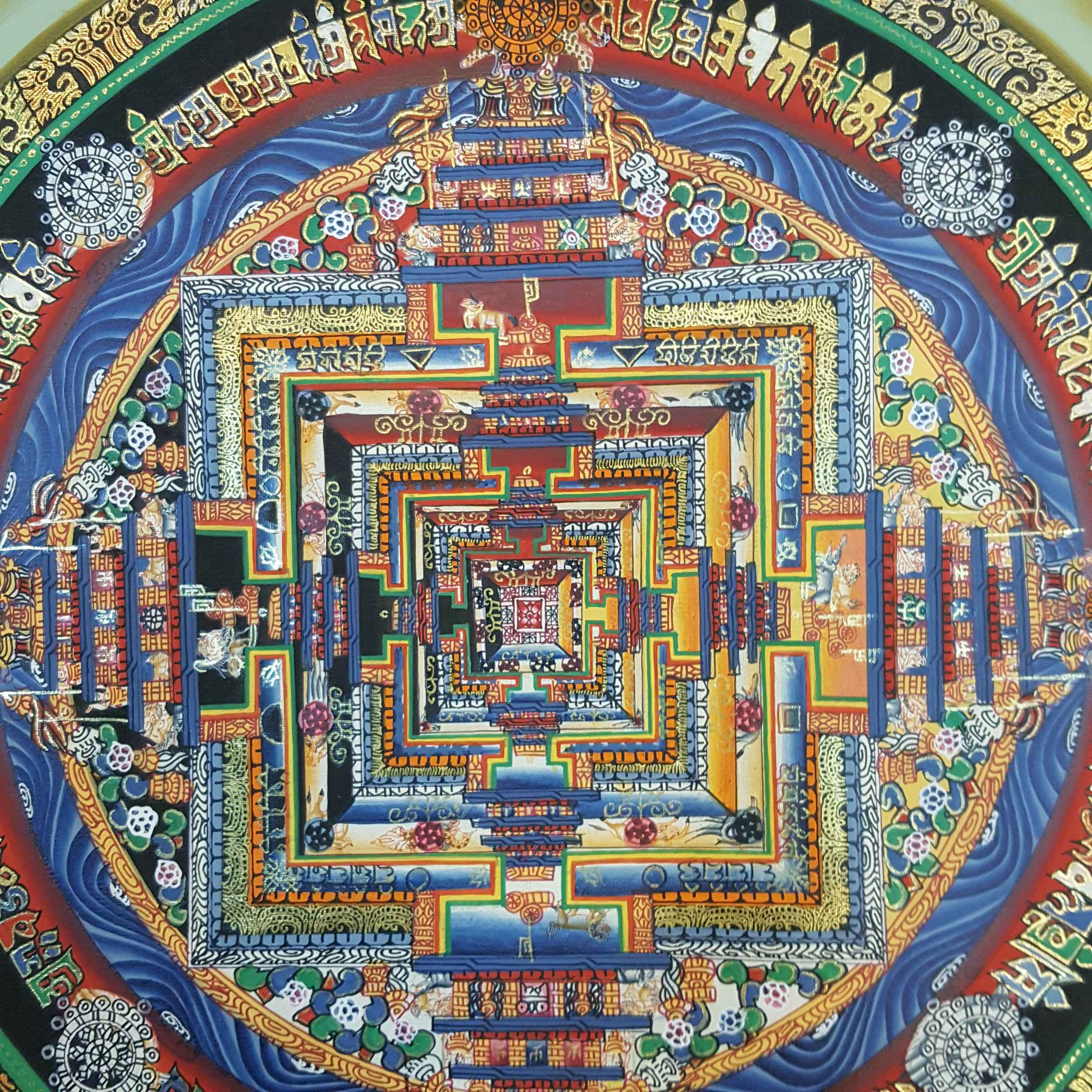 Brown Kalachakra Mandala Thangka <span Style=