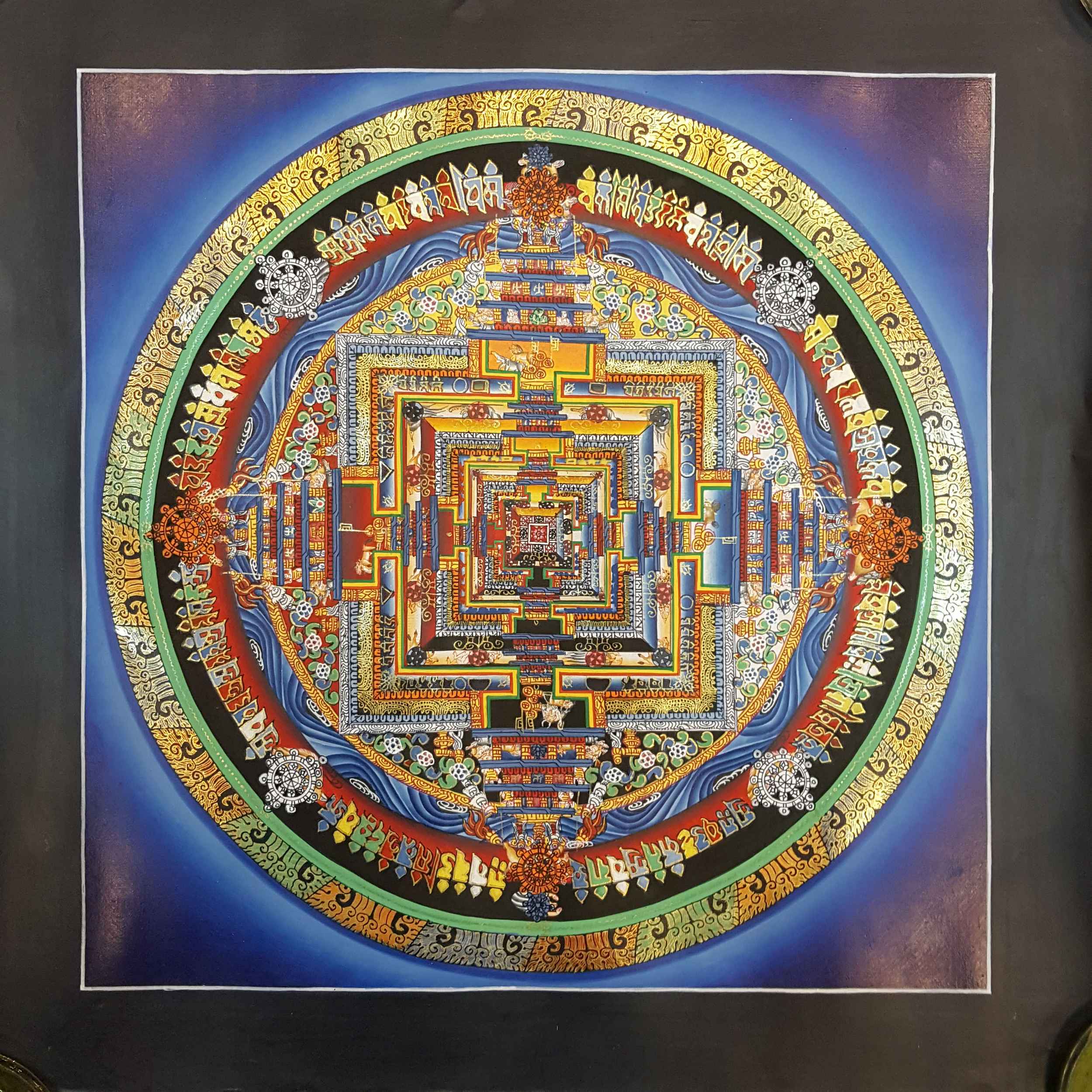 Blue Kalachakra Mandala Thangka <span Style=