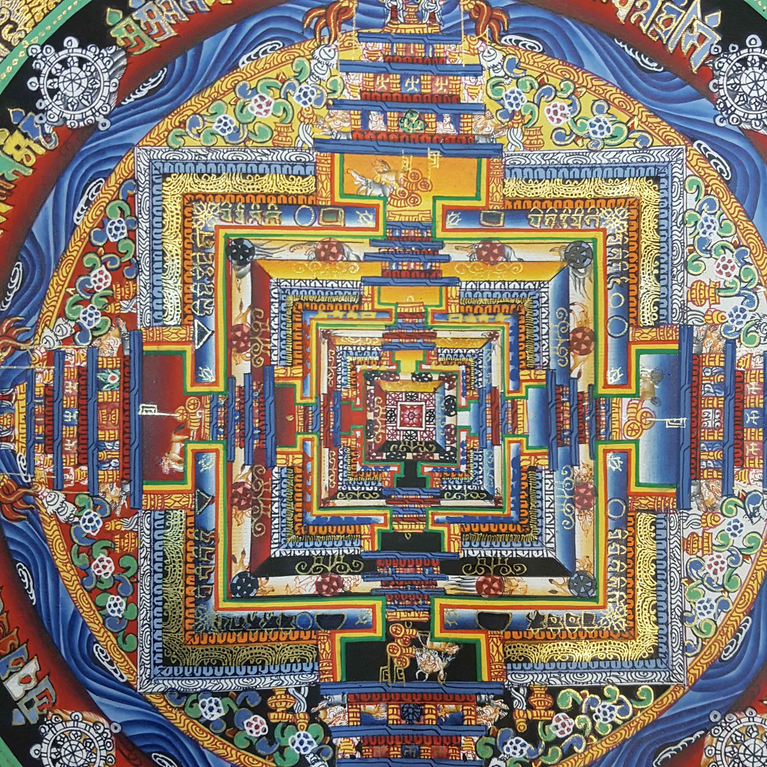 Blue Kalachakra Mandala Thangka <span Style=