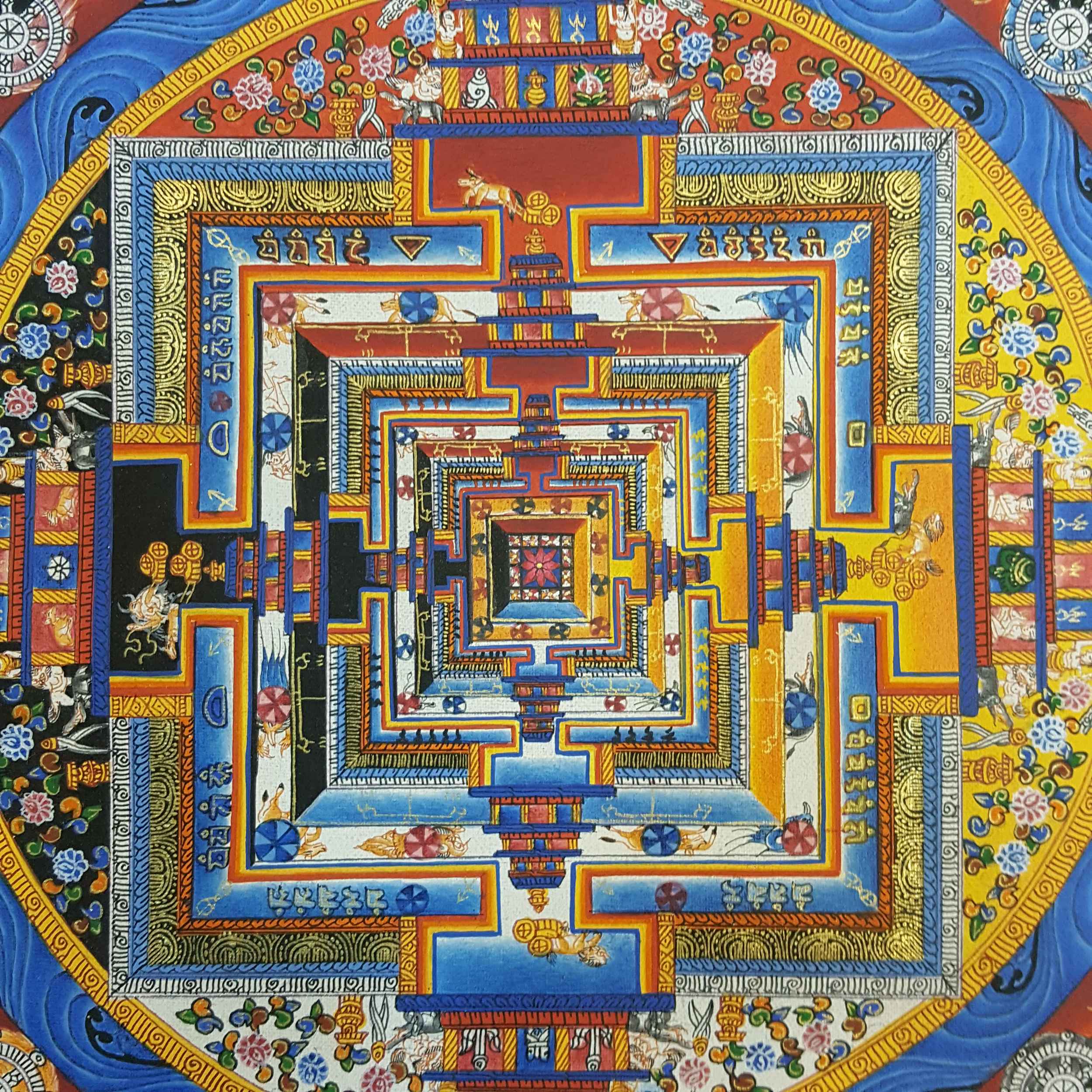 Red Kalachakra Mandala Thangka <span Style=