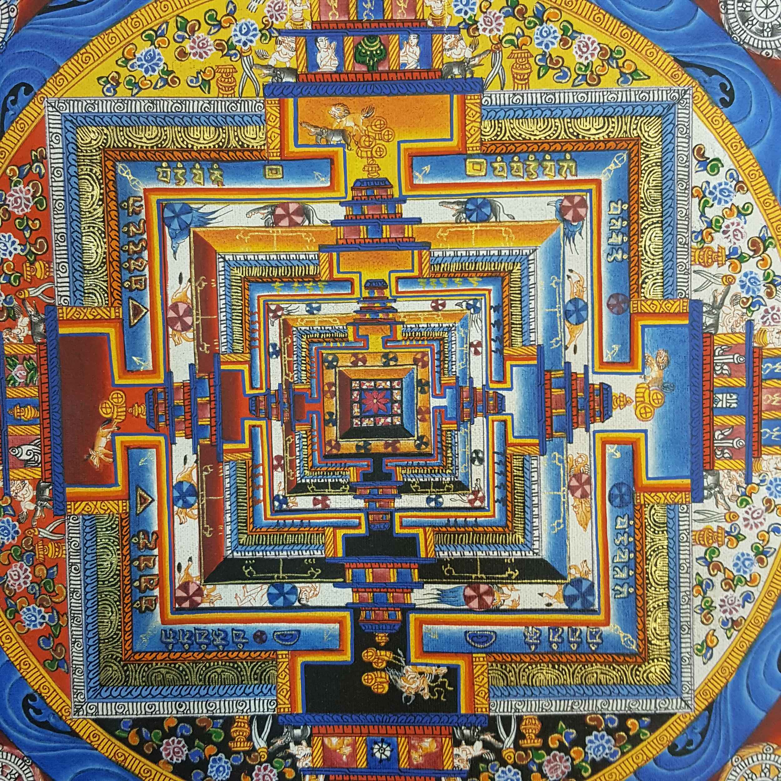 Blue Kalachakra Mandala Thangka <span Style=