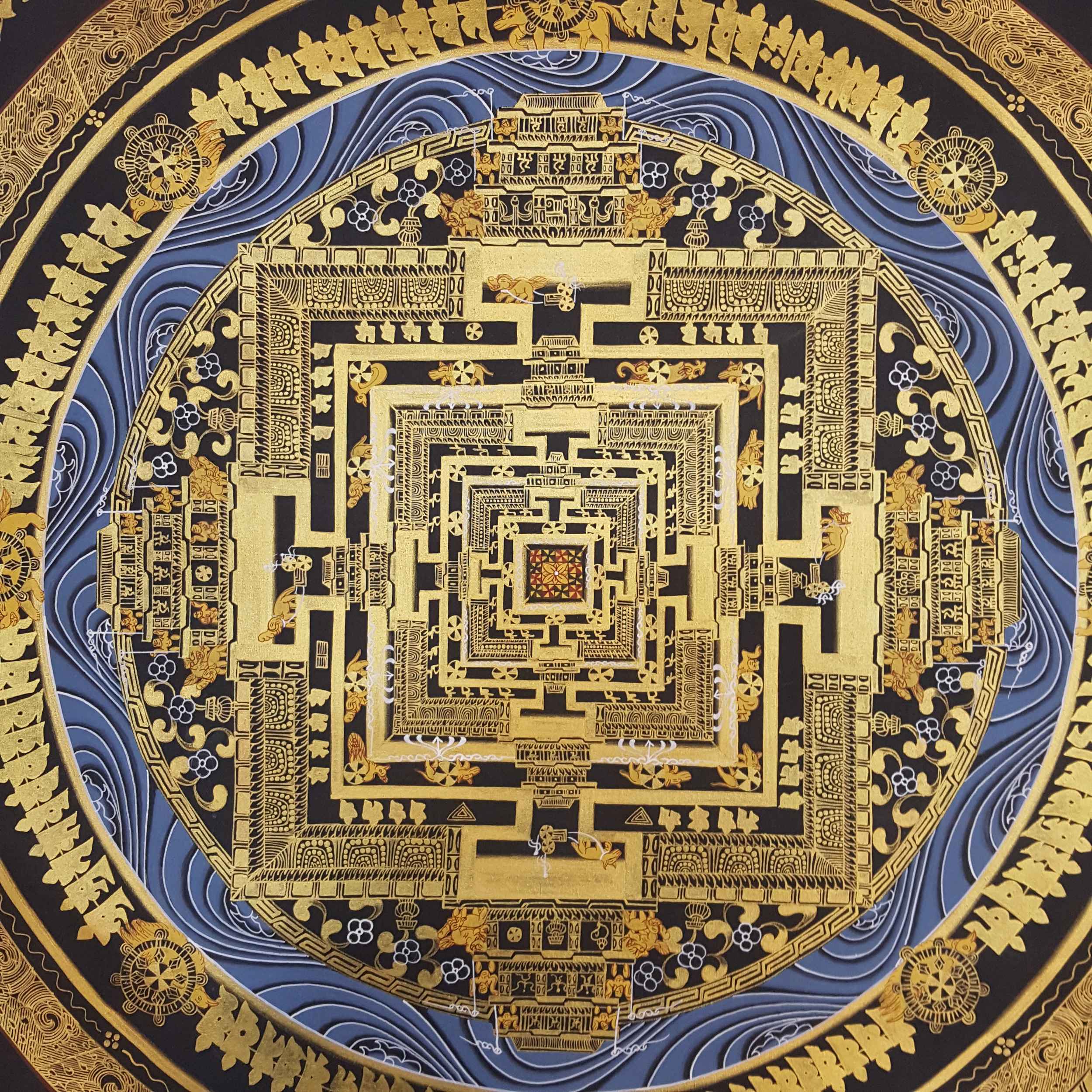 All Gold Kalachakra Mandala Thangka <span Style=