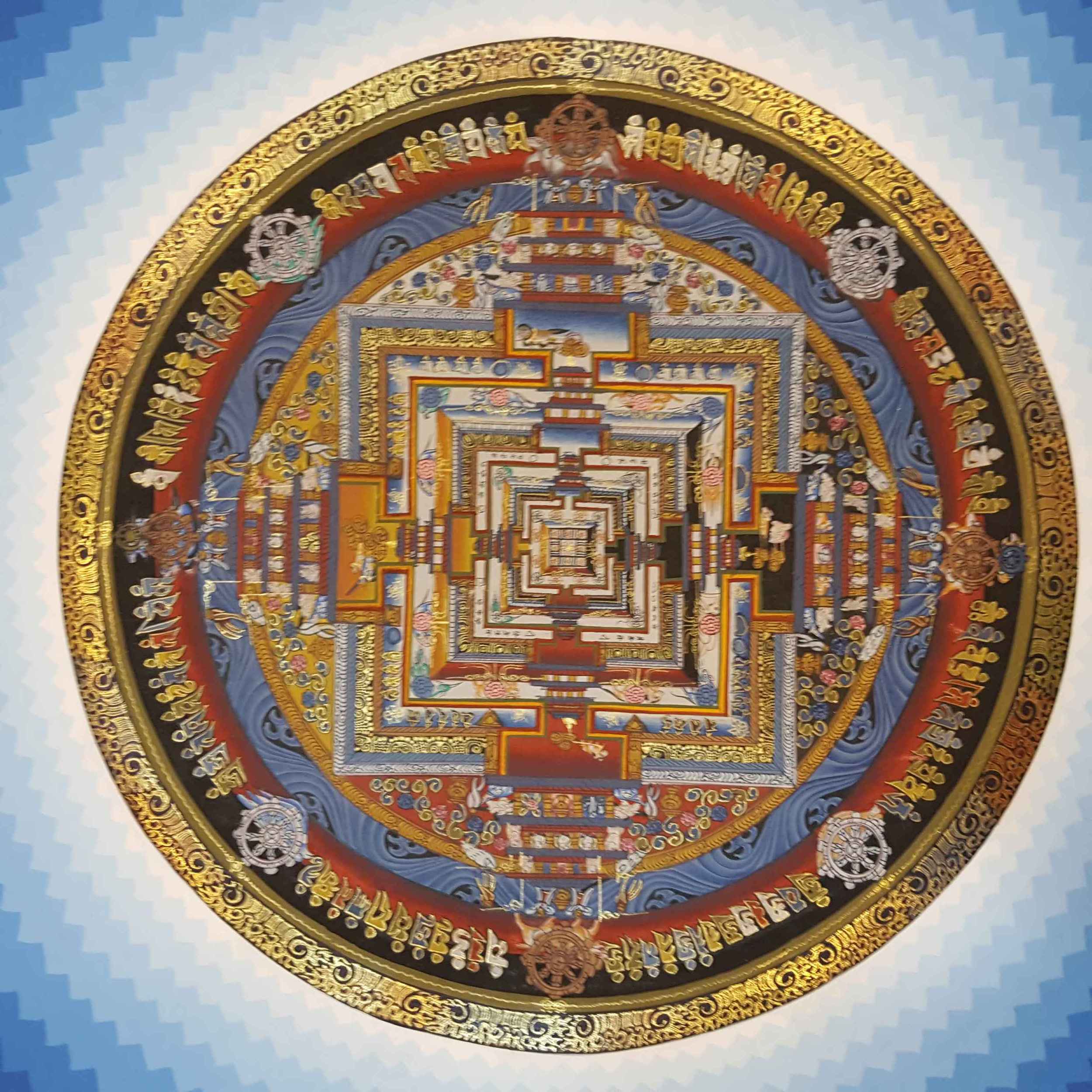 Blue Kalachakra Mandala Thangka <span Style=