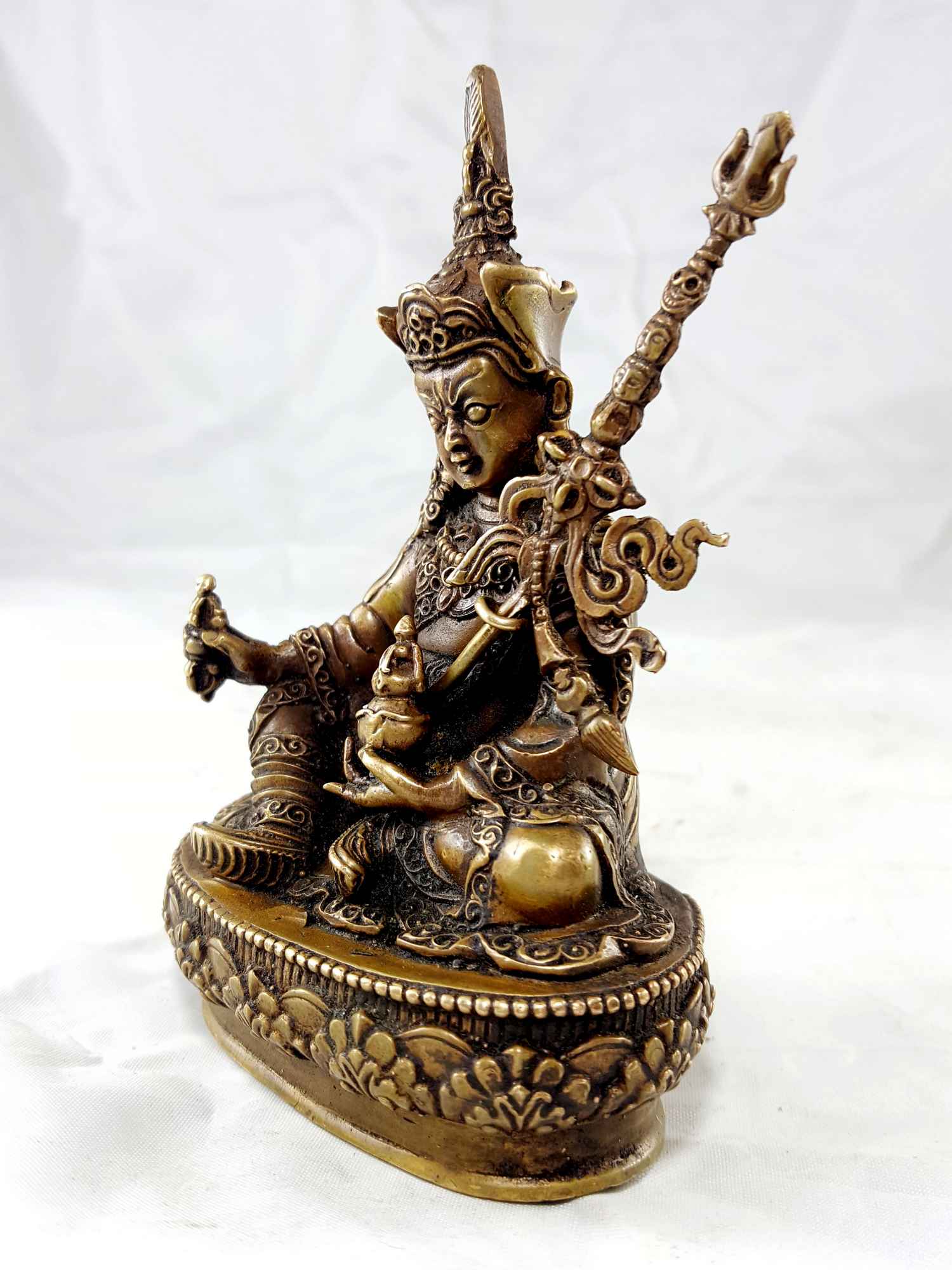 Padmasambhava Copper Miniature Statue <span Style=