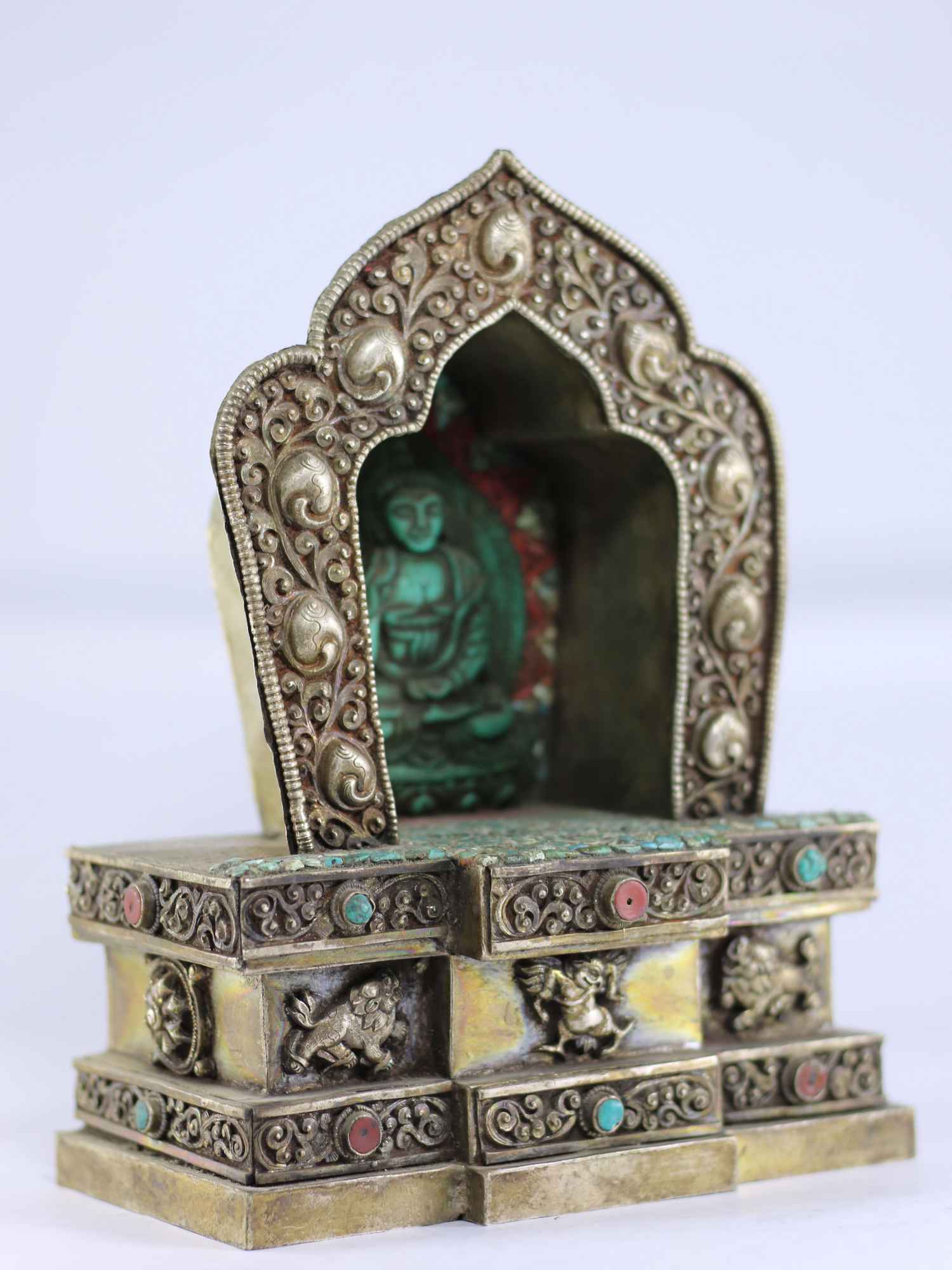 Copper Handmade Ghau silver Plated, resin Buddha