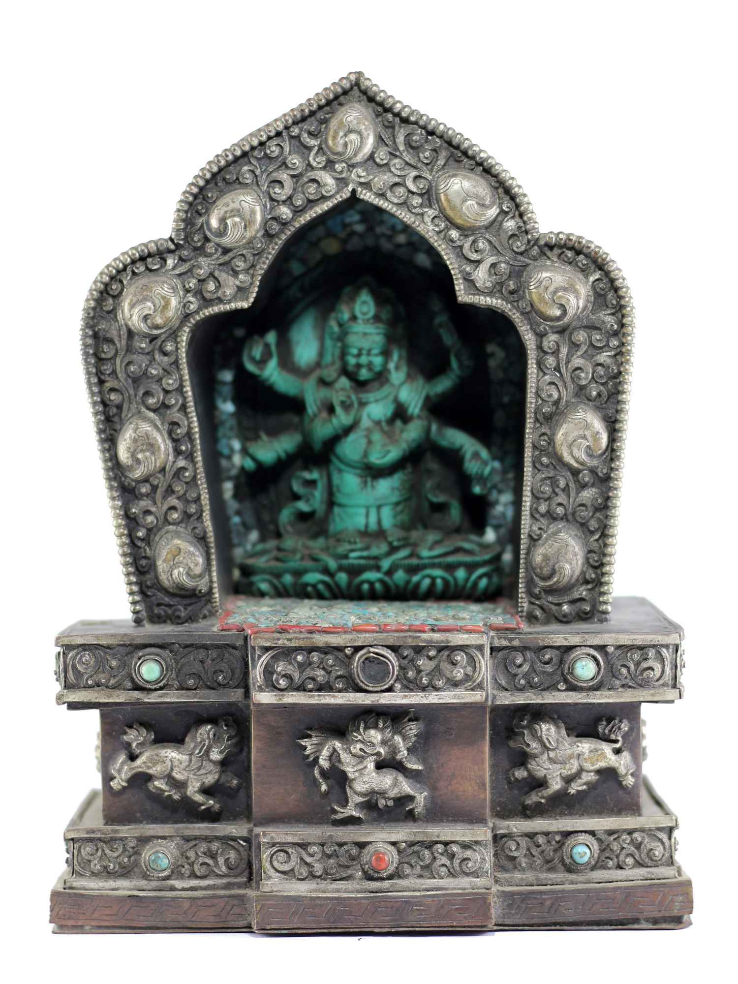 Copper Handmade Ghau silver Plated, white Mahakala