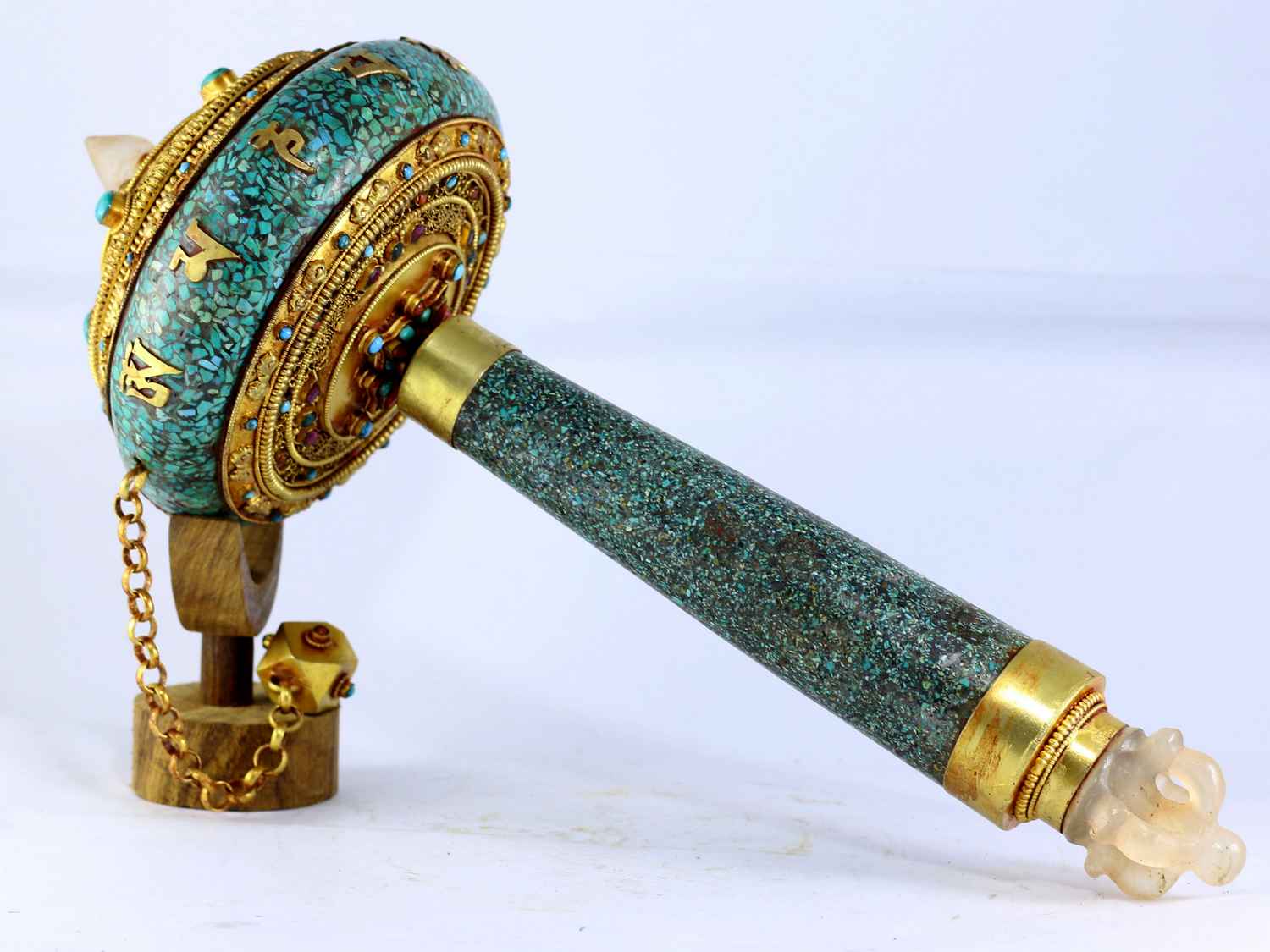 Real Stone Prayer Wheel With Gold Plated