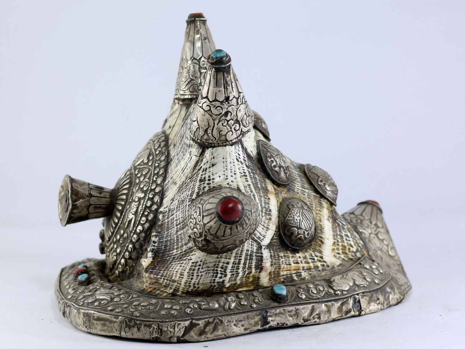 Silver Conch Shell Shankh With Four Joints