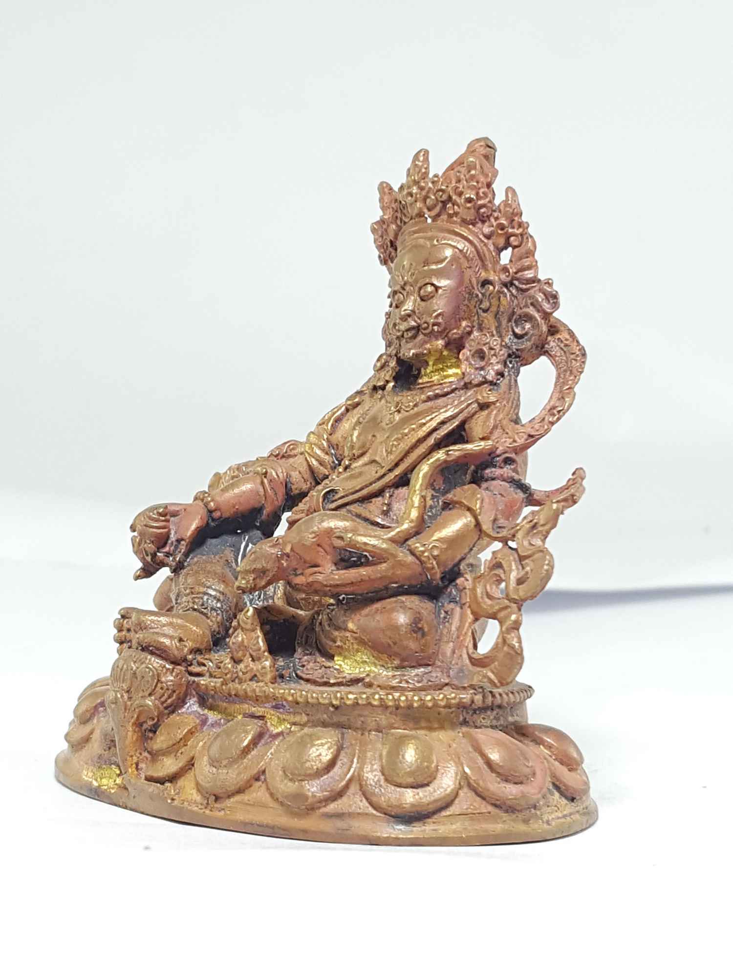 Small High Quality Statue Of Yellow Jambhala Antique Finishing