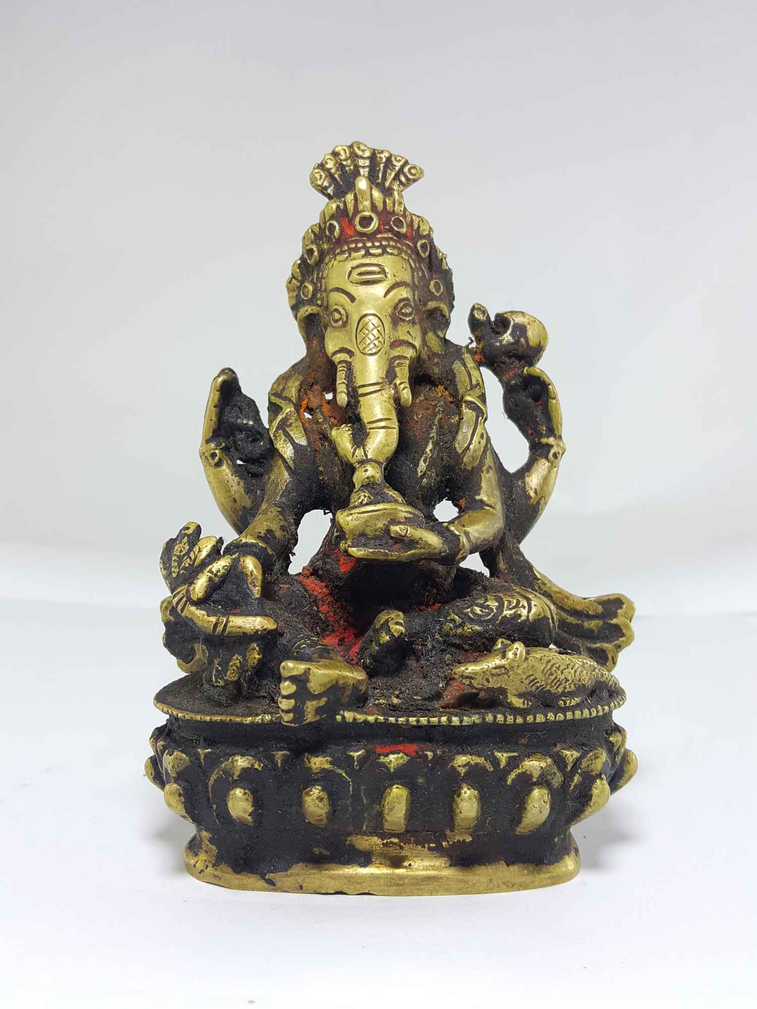 AMULETT aus NEPAL Tolle ALTE Miniatur BUDDHA-GANESHA Statue 