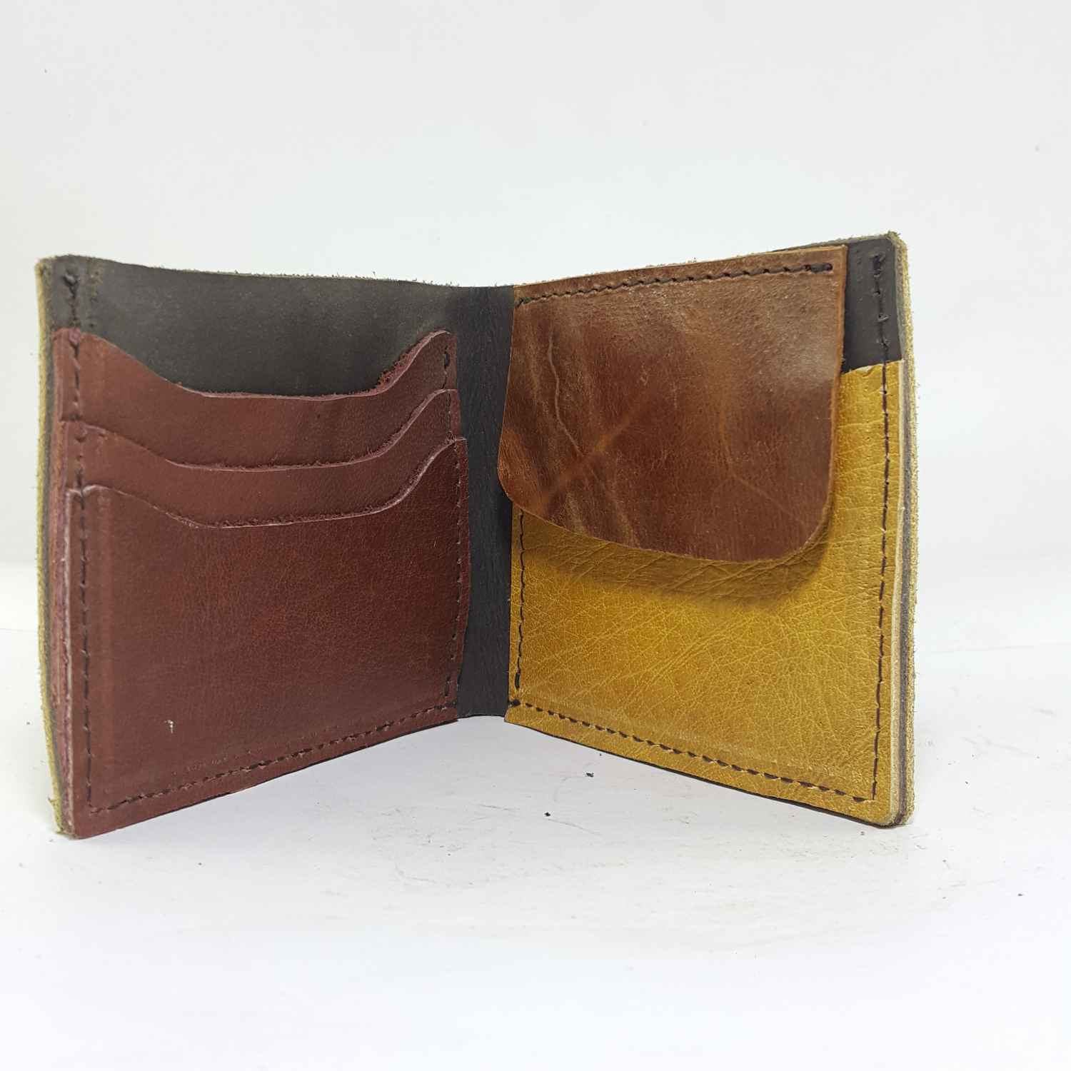 Pure Leather Handmade Wallet 5 Pocket, cream