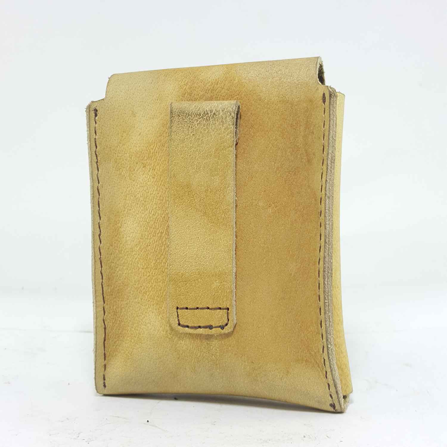 Pure Leather Handmade Belt Bag cream, 1 Pocket, button Lock