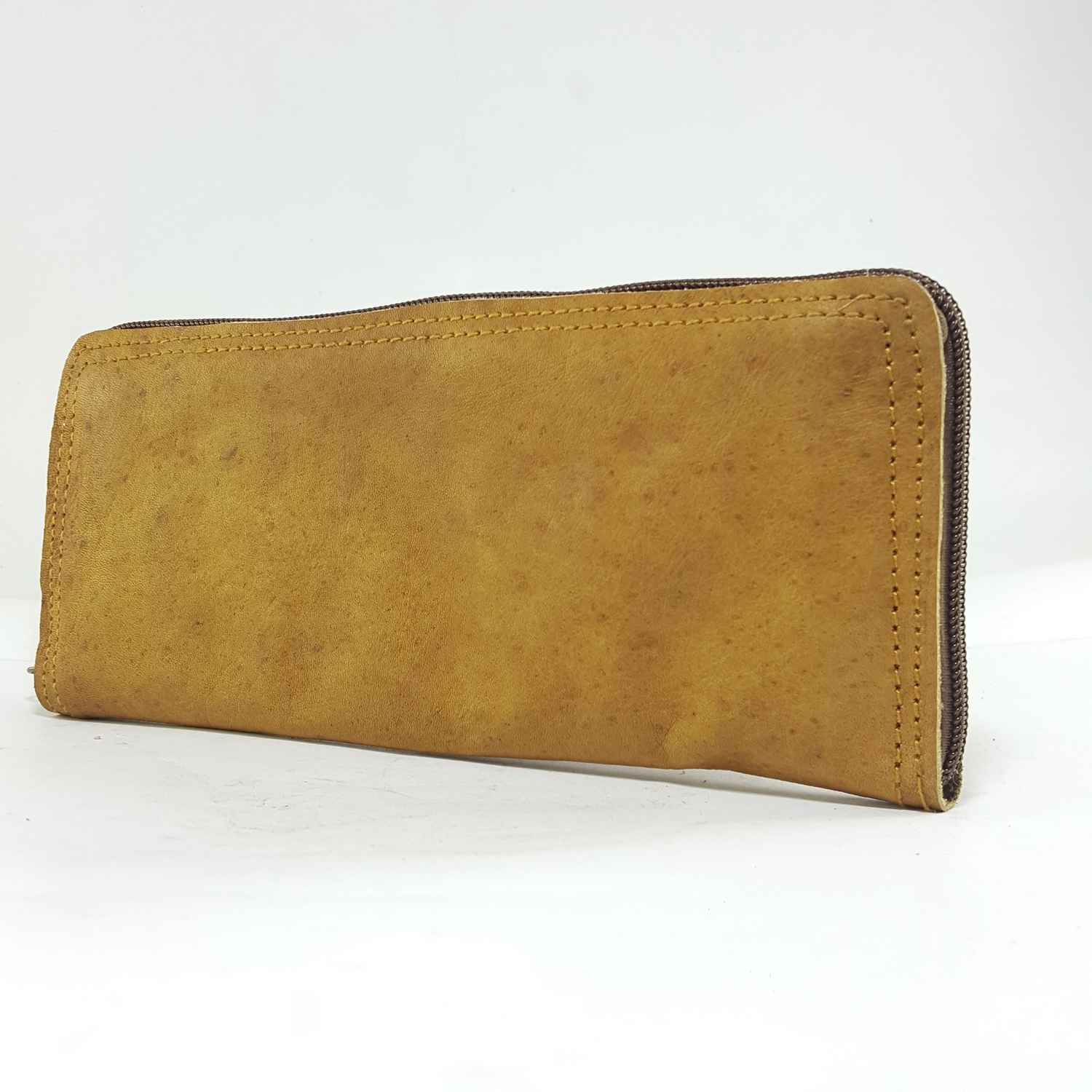 Pure Leather Handmade Purse brown, 8 Pocket, 2 Zip
