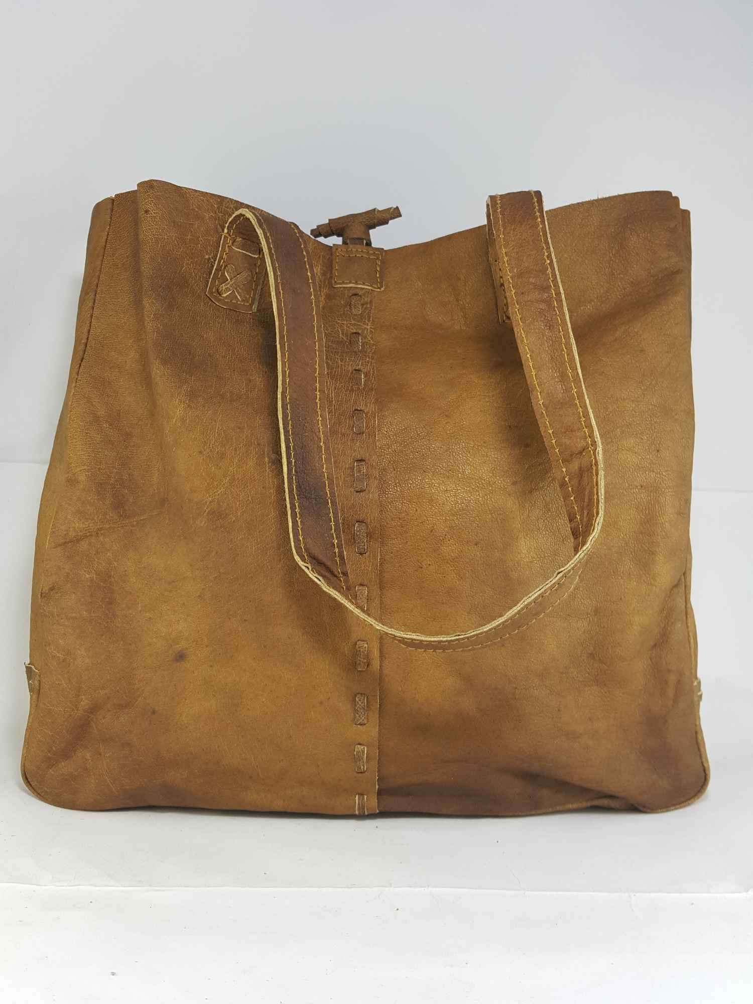 Himalayan Yak Leather Shopping Bag <span Style=
