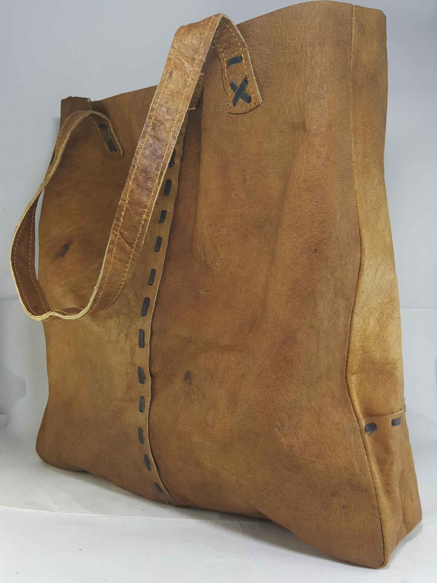 Himalayan Yak Leather Shopping Bag large