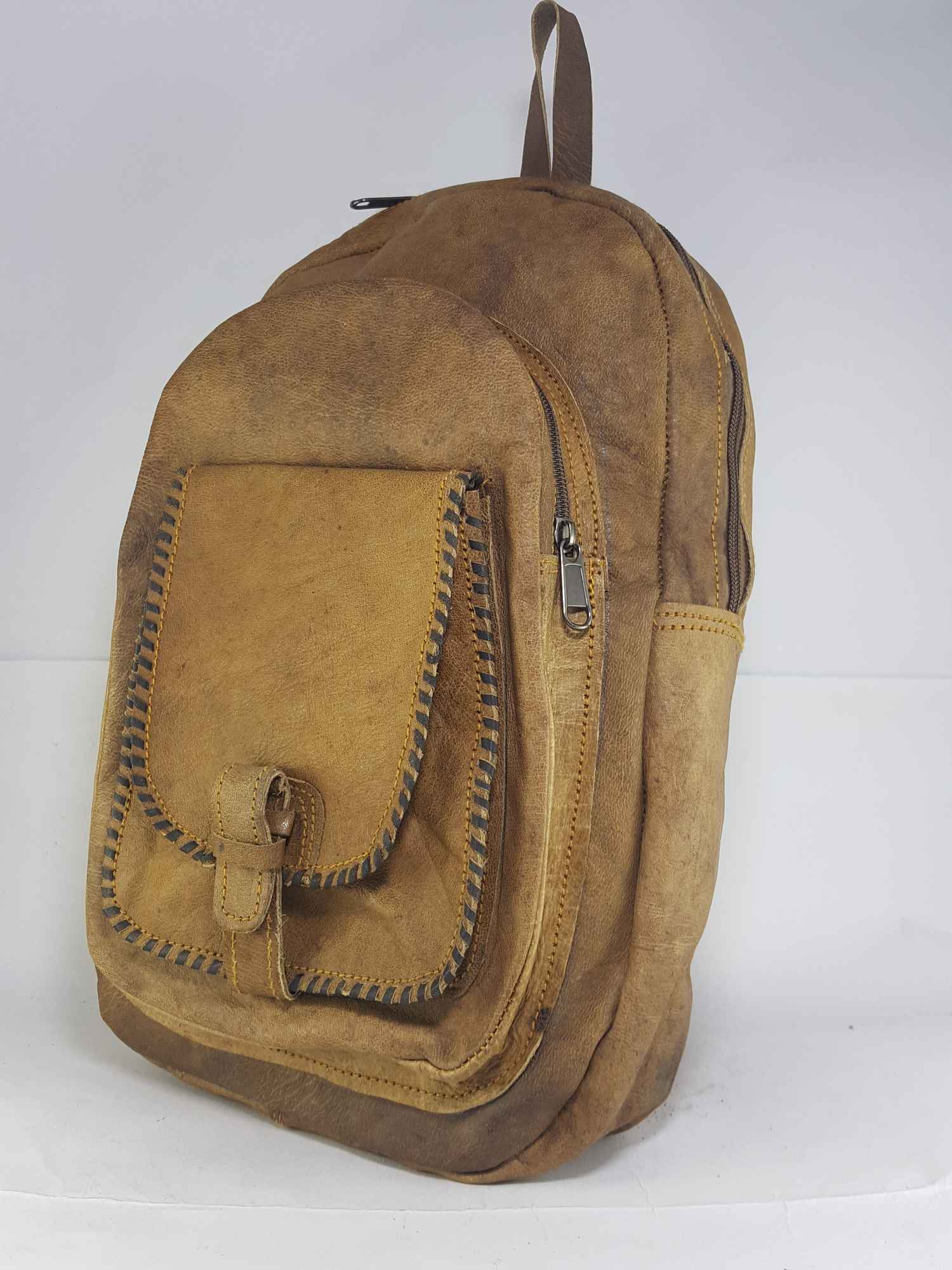 Himalayan Yak Leather Shoulder Bag 3 Zip, 2 Pocket, leather Strip Lock