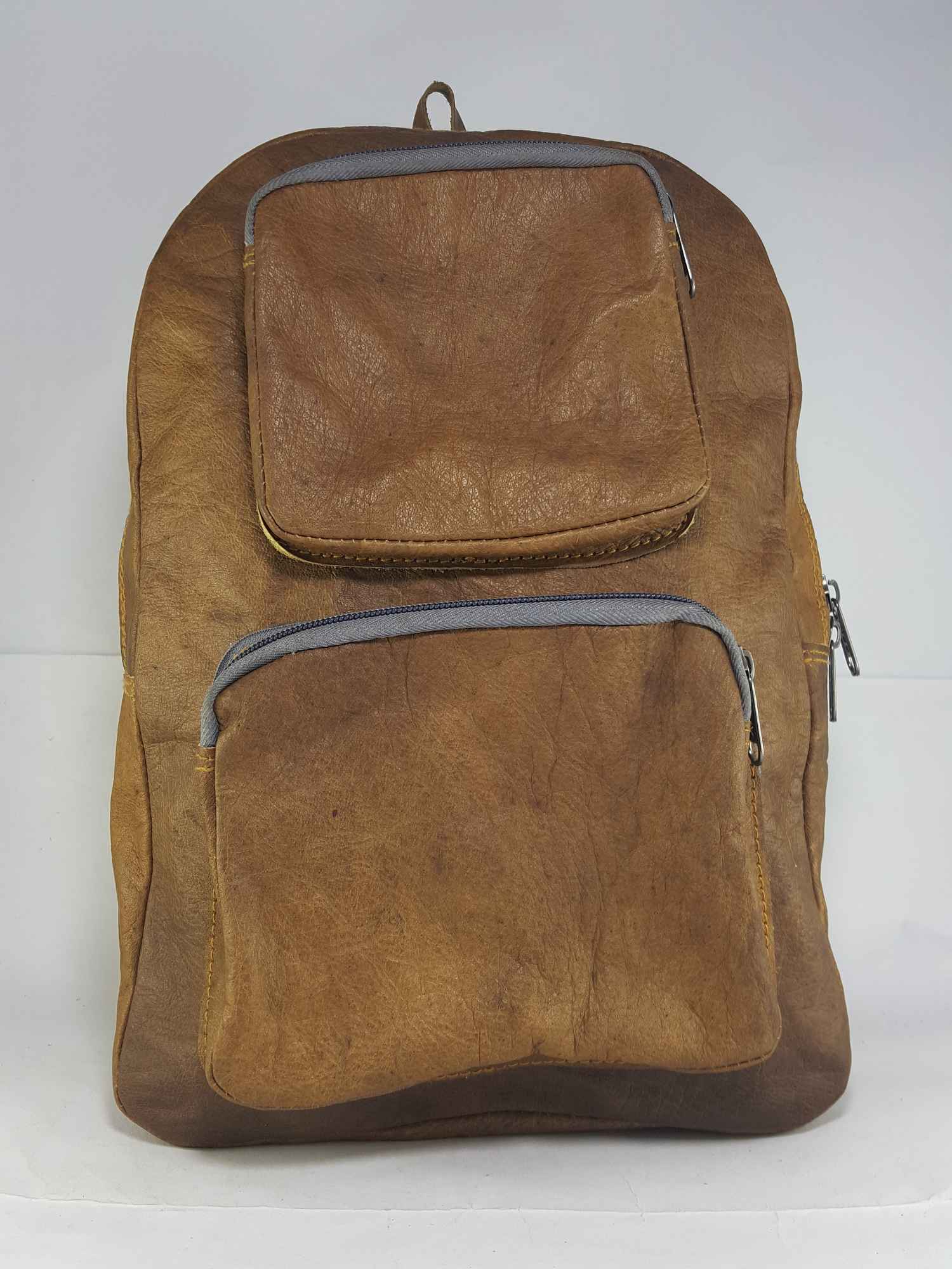 Himalayan Yak Leather Backpack Bag 3 Zip, 3 Pocket