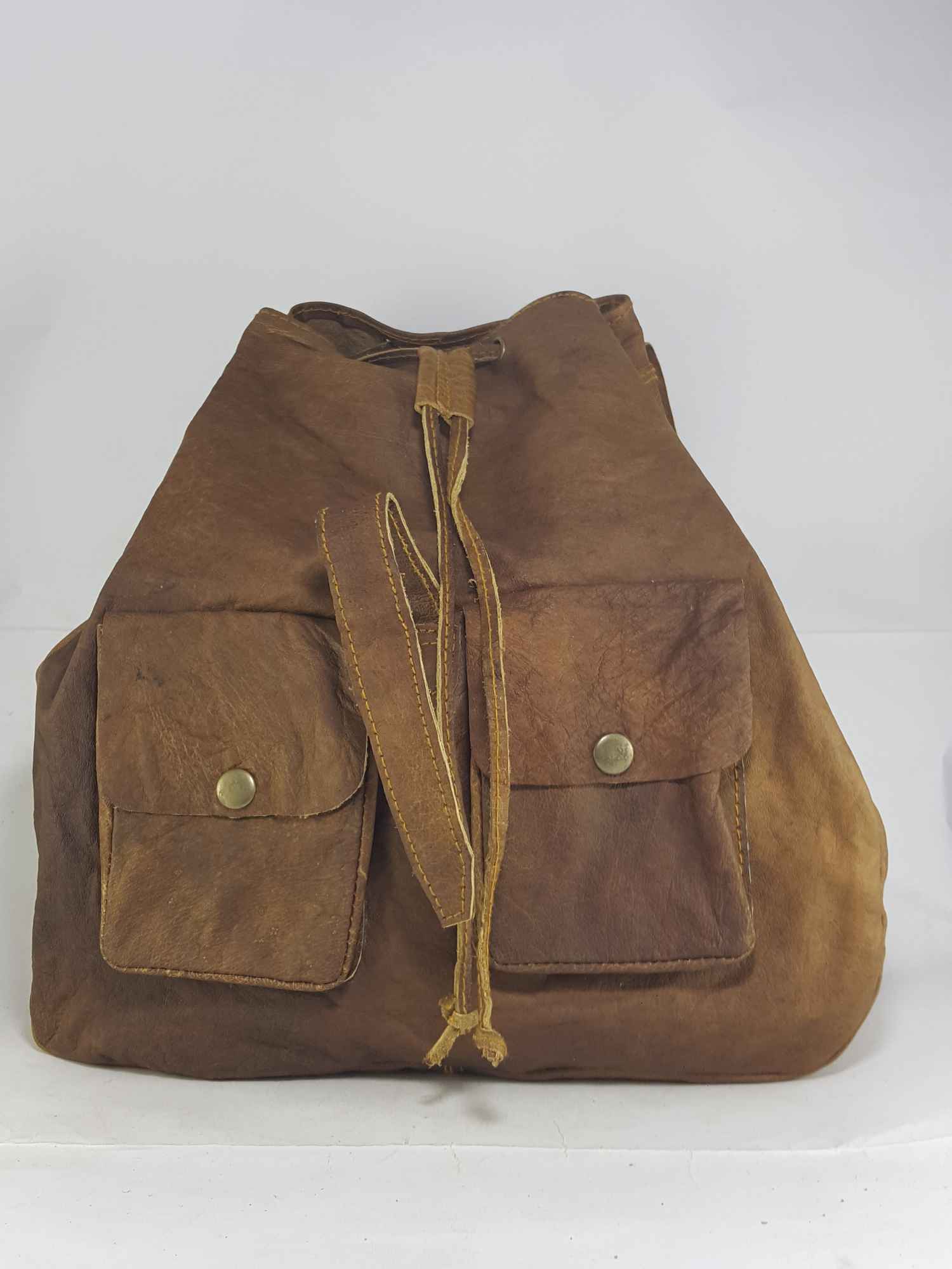 Himalayan Yak Leather Backpack Bag <span Style=