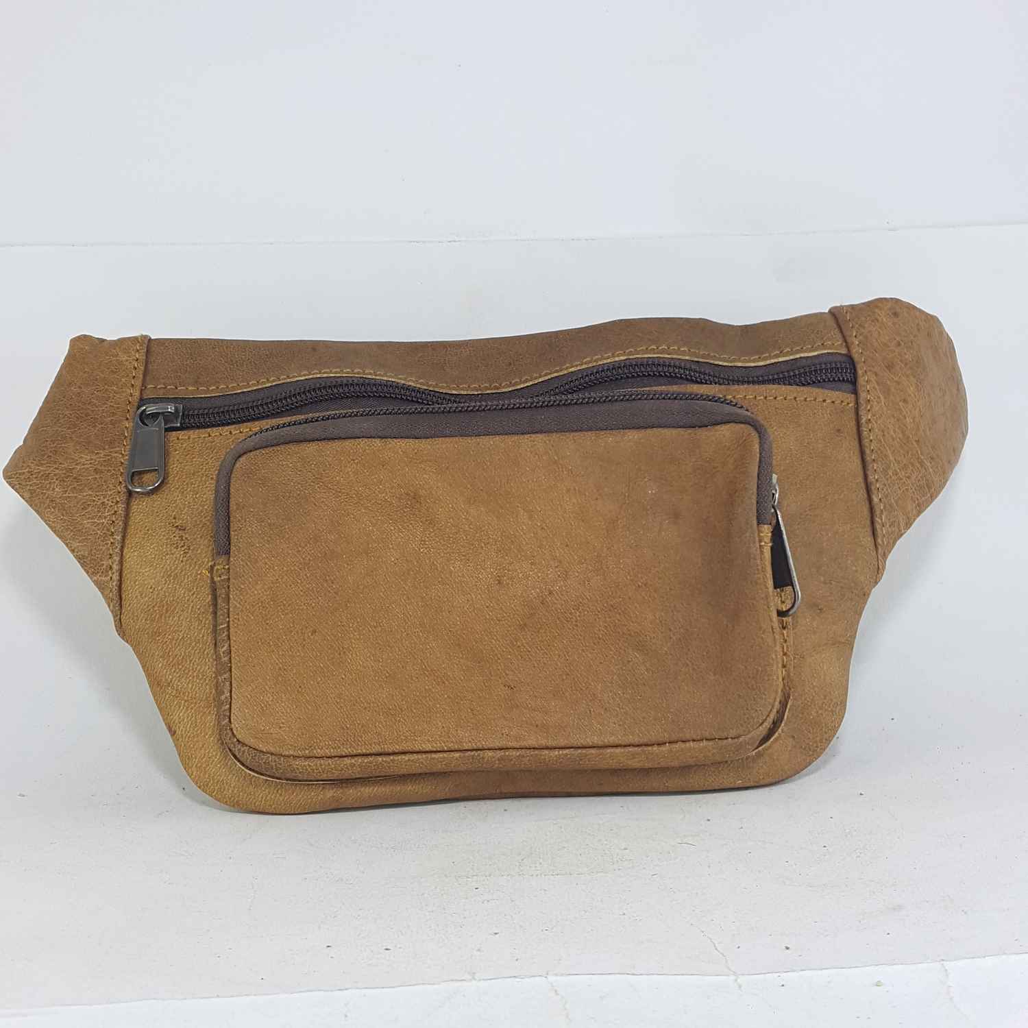 Himalayan Yak Leather waist Bag, 3 Zip, 3 Pocket