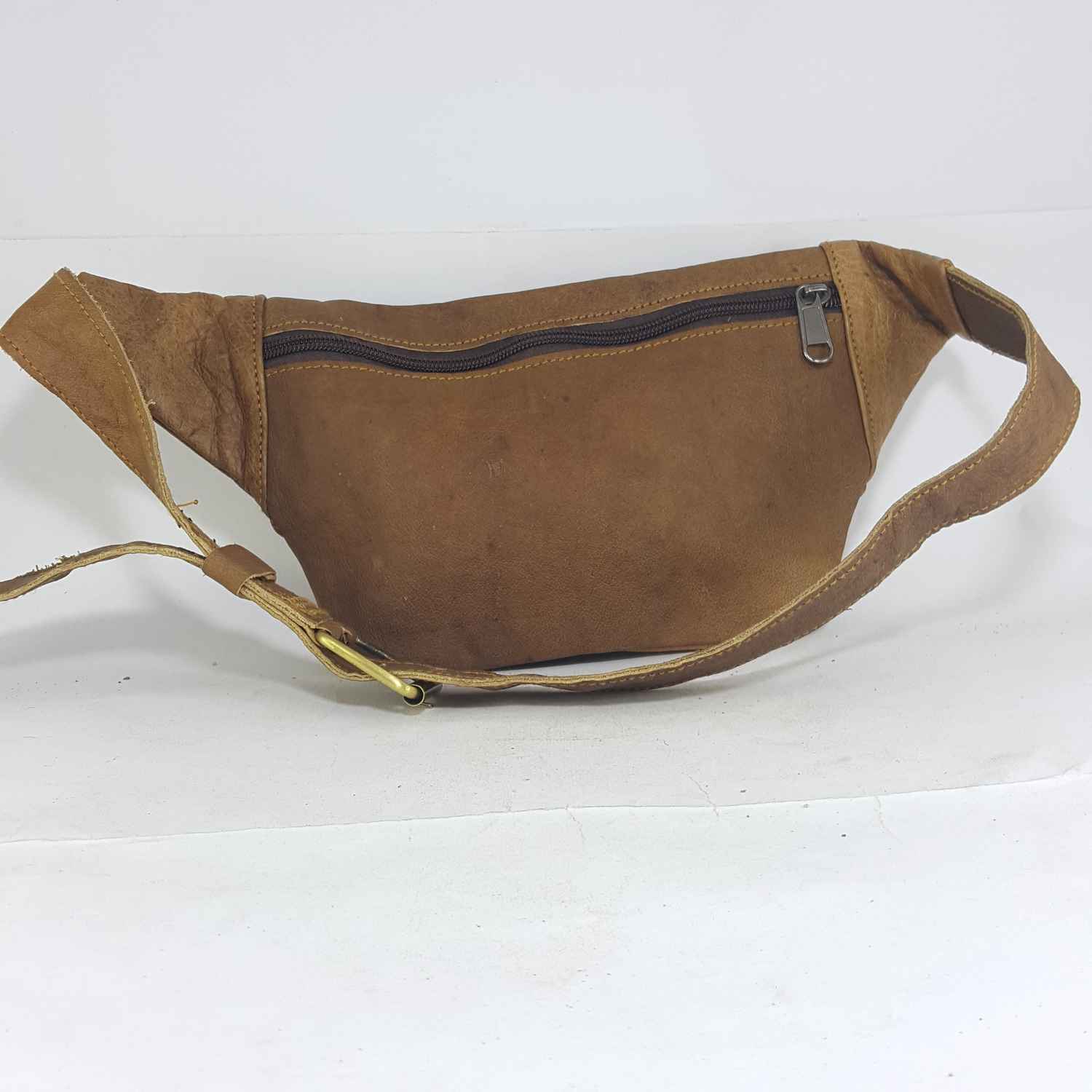 Himalayan Yak Leather waist Bag, 3 Zip, 3 Pocket