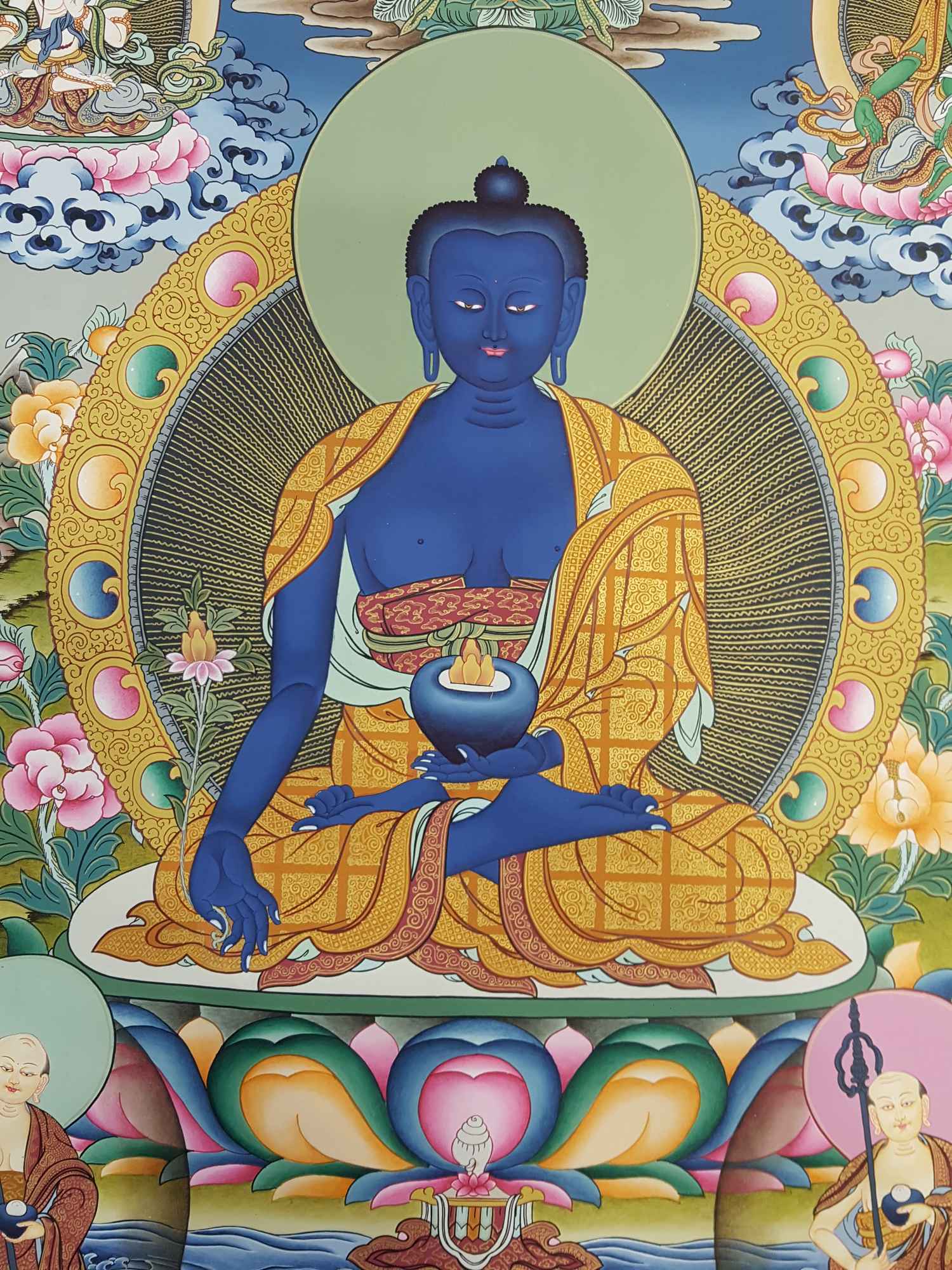 Medicine Buddha Real Hand Painted Thanka Painting <span Style=