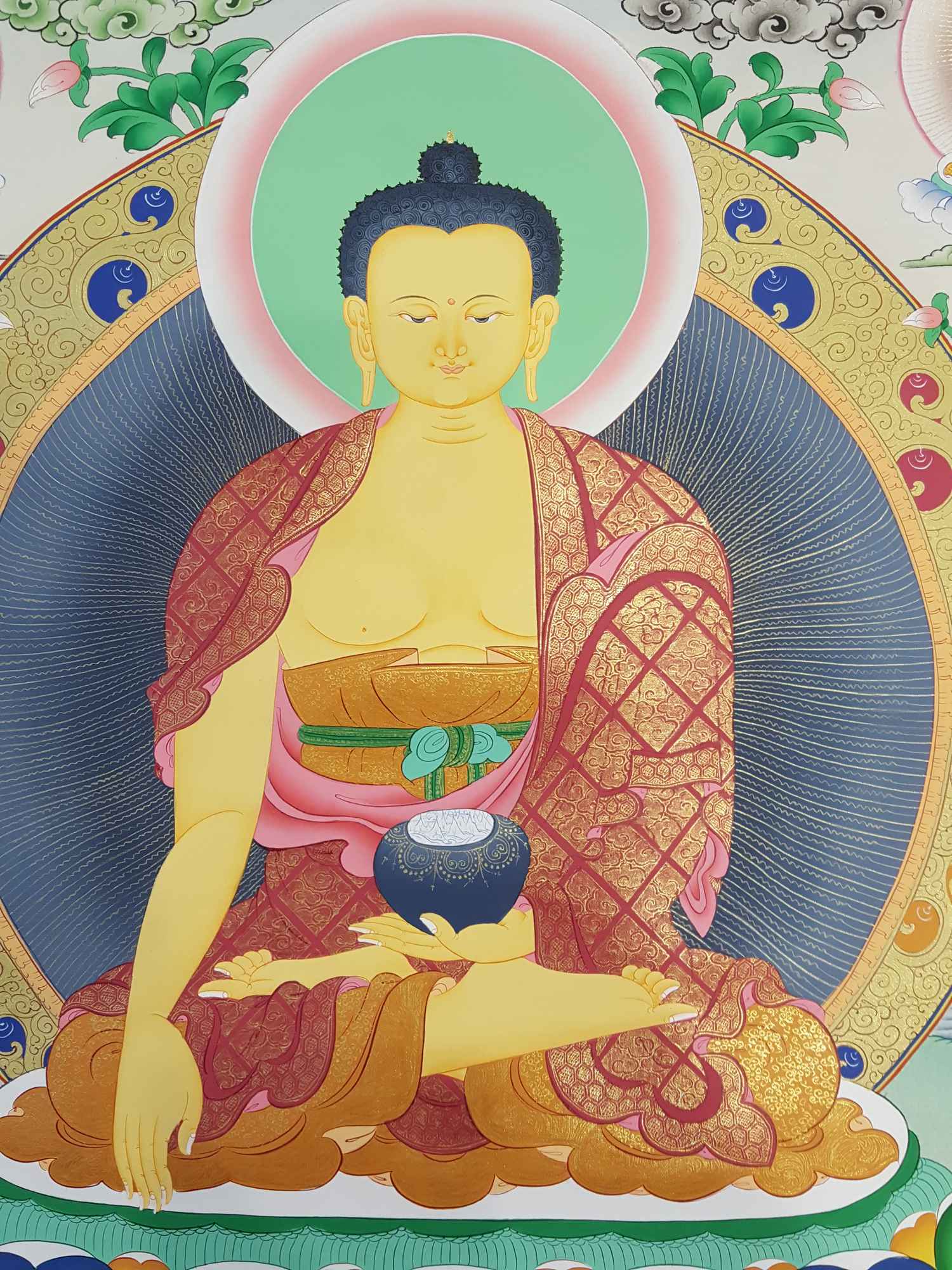 Shakyamuni Buddha Real Hand Painted Thanka Painting <span Style=