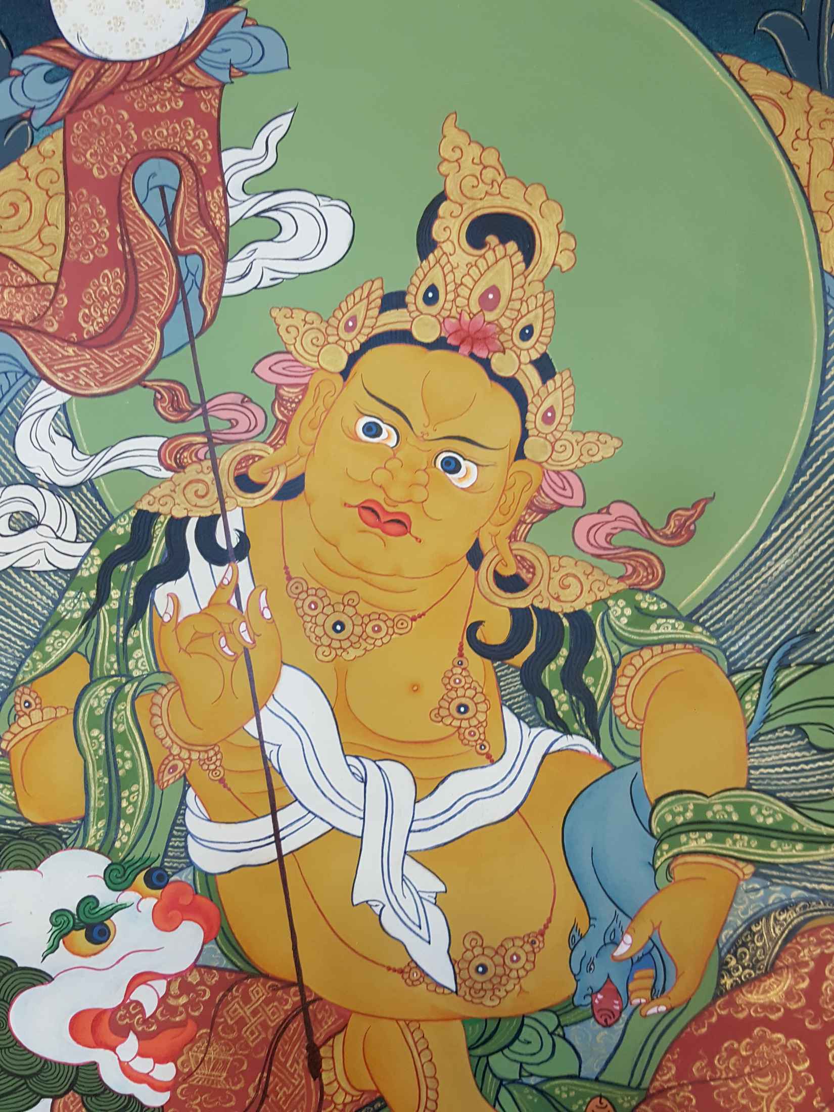 Namtose Vaisravana Jambhala Tibetan Hand Painted Thangka <span Style=