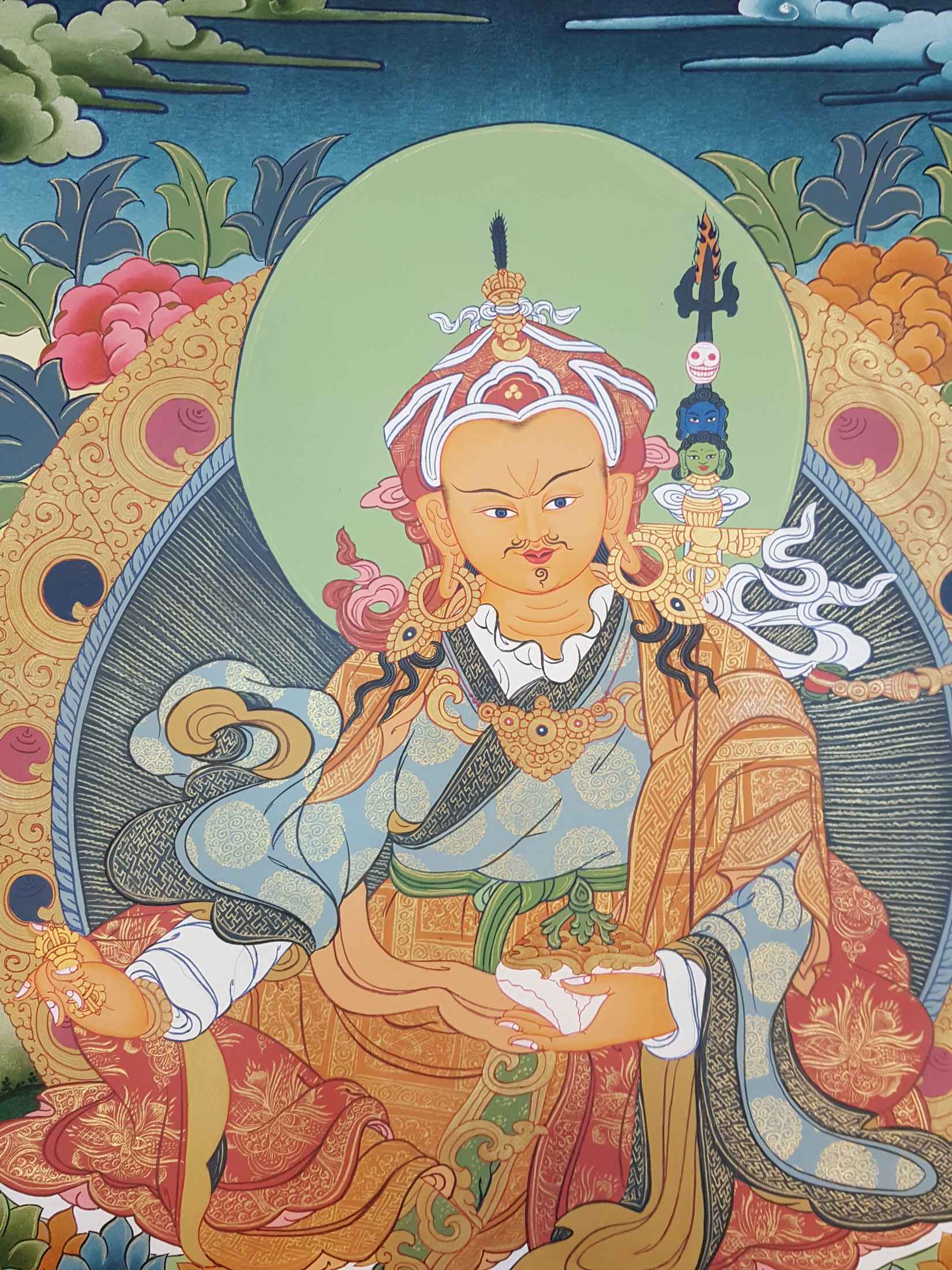 Padmasambhava Tibetan Hand Painted Thangka <span Style=