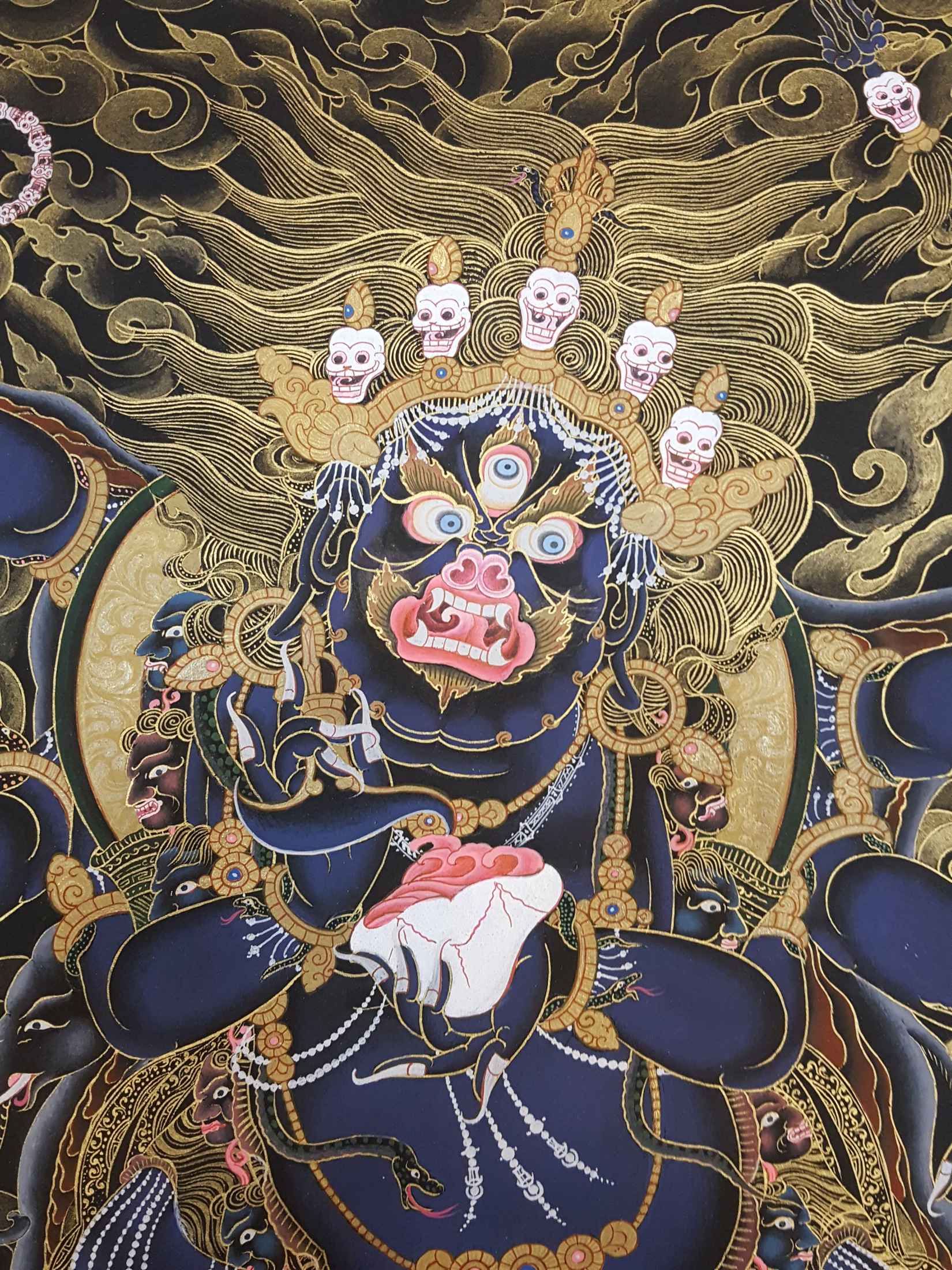 Black Mahakala Tibetan Hand Painted Thangka <span Style=