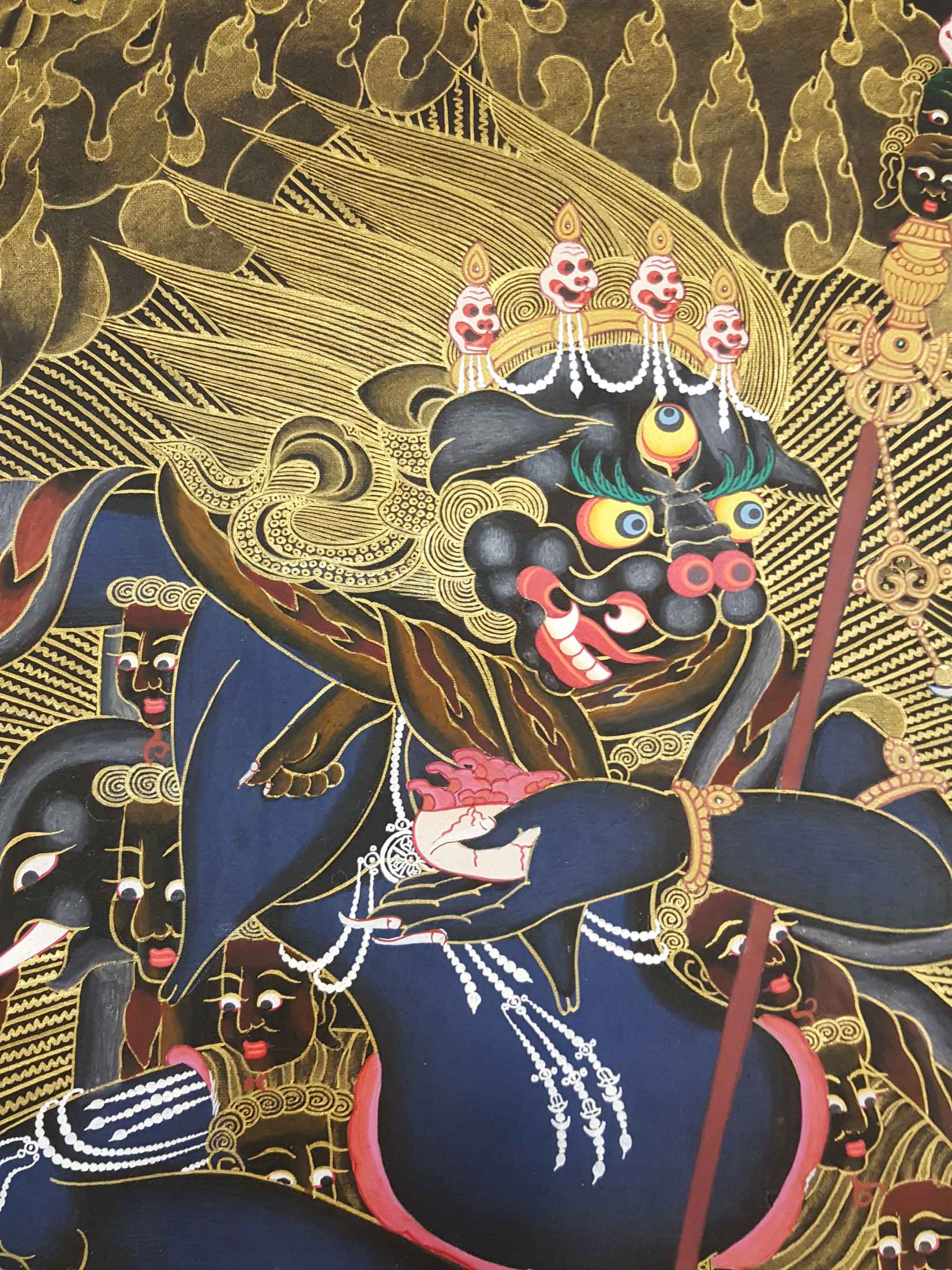 Simhamukha Yogini, Senge Dongma Tibetan Hand Painted Thangka real Gold