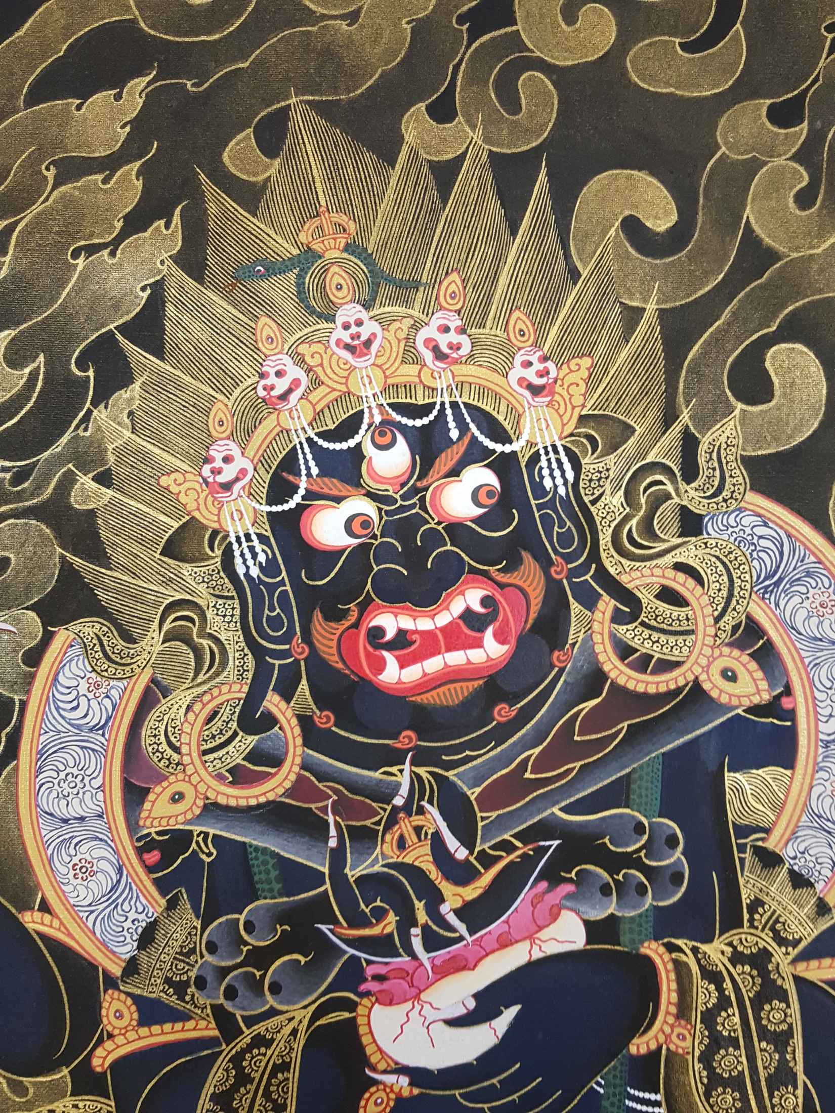Mahakala Four Arms Tibetan Hand Painted Thangka <span Style=