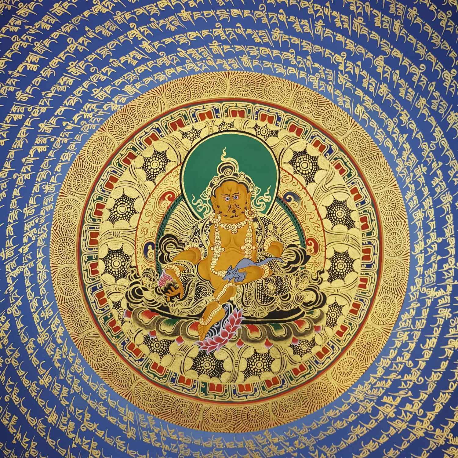 Hand Painted Tibetan Thangka Om Mani Padme Hum Mantra Hand Painted Tibetan Thangka <span Style=