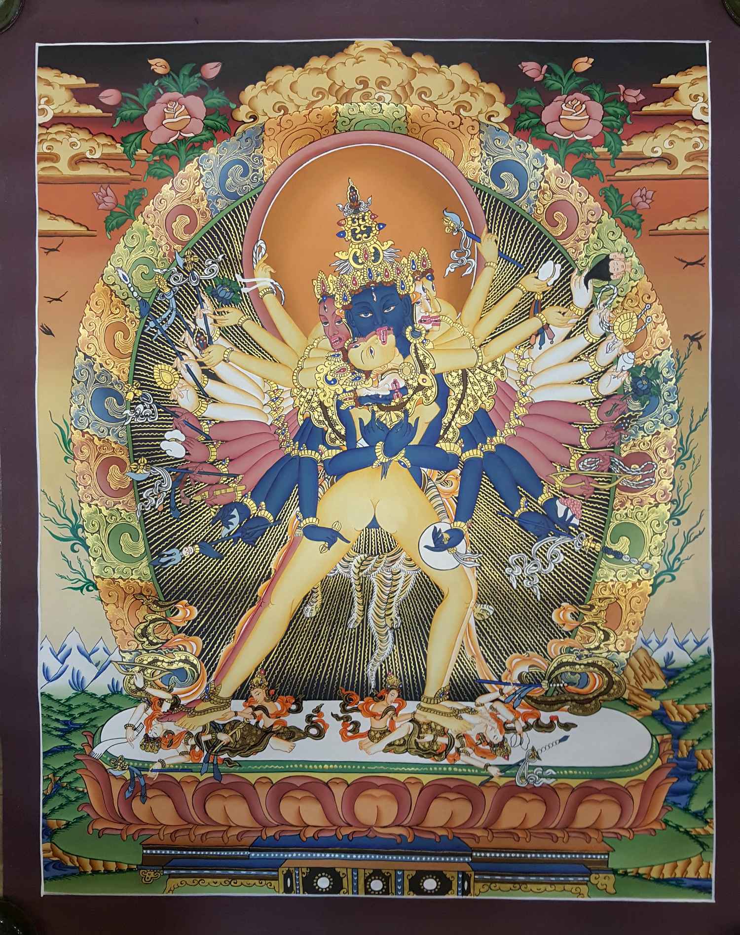 Kalachakra Hand Painted Tibetan Thangka <span Style=