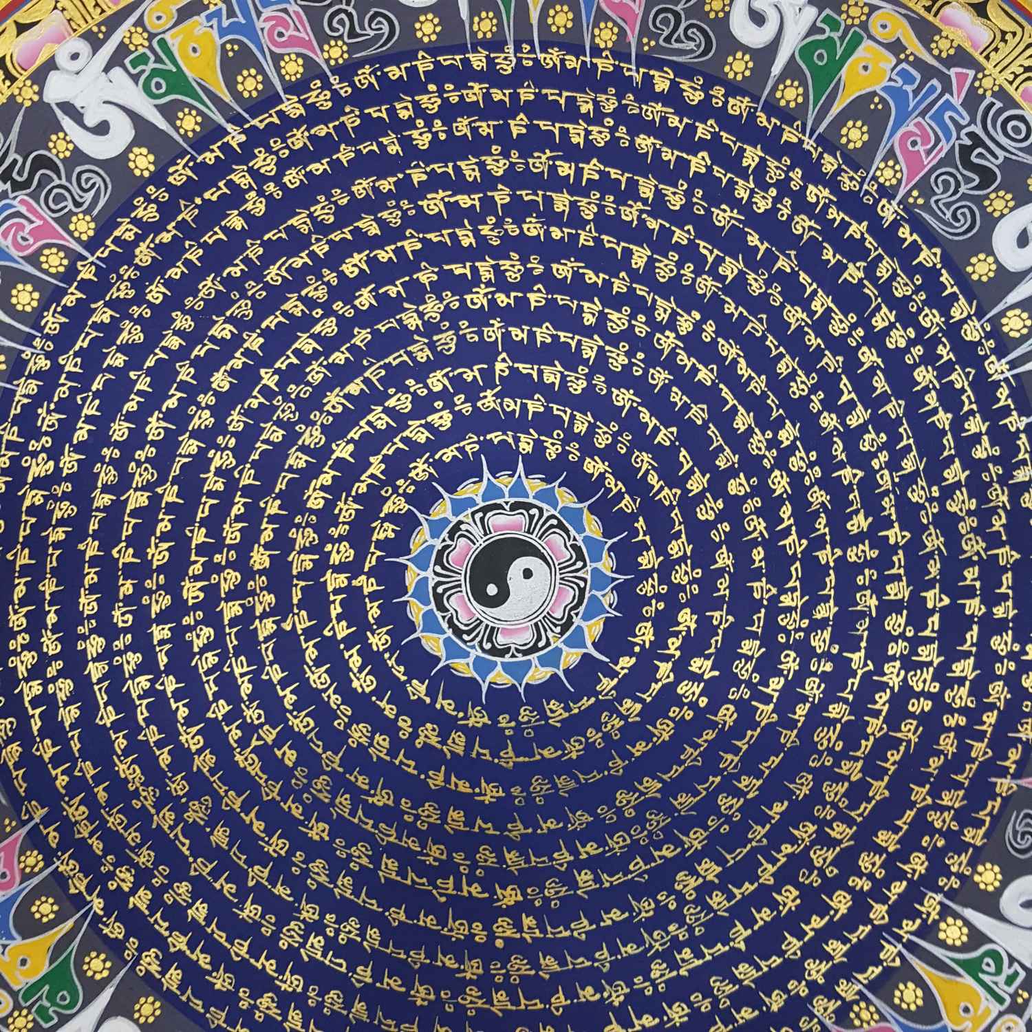 Om Mani Padme Hum Mantra Mandala Hand Made Tibetan Thangka