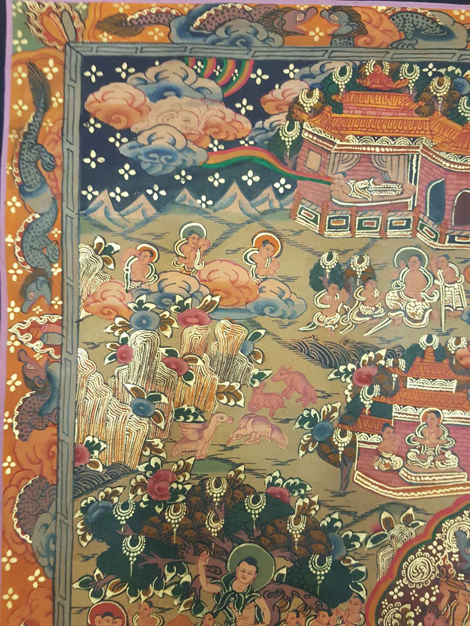 Buddha Life Story Hand Made Tibetan Thangka <span Style=