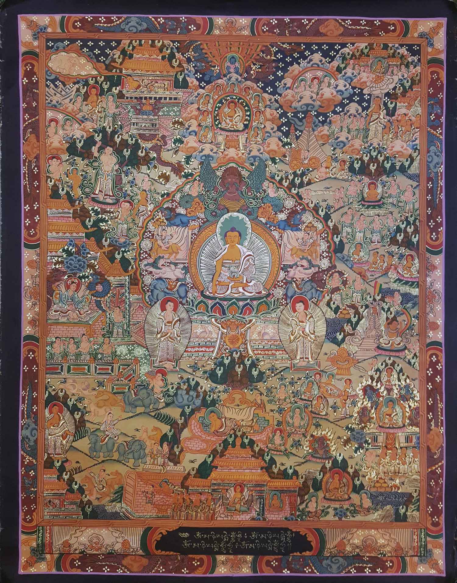 Buddha Life Story Hand Made Tibetan Thangka <span Style=